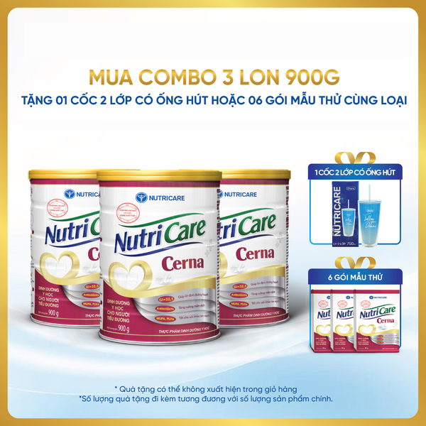  Combo 03 lon thực phẩm dinh dưỡng y học Nutricare Cerna 900g 