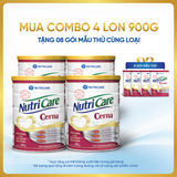  Combo 04 lon thực phẩm dinh dưỡng y học Nutricare Cerna 900g 
