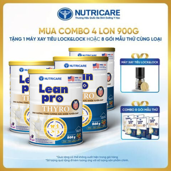 Combo 04 lon thực phẩm dinh dưỡng y học Leanpro Thyro 900g 