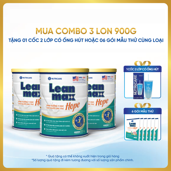  Combo 03 lon thực phẩm dinh dưỡng y học Leanmax Hope 900g 