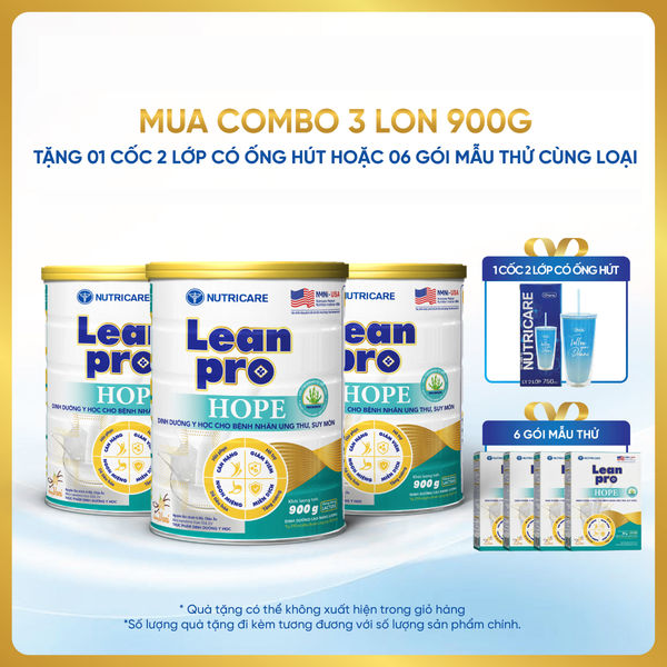  Combo 03 lon thực phẩm dinh dưỡng y học Leanpro Hope 900g 