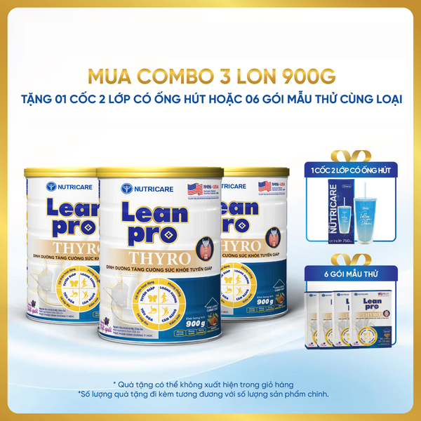  Combo 03 lon thực phẩm dinh dưỡng y học Leanpro Thyro 900g 