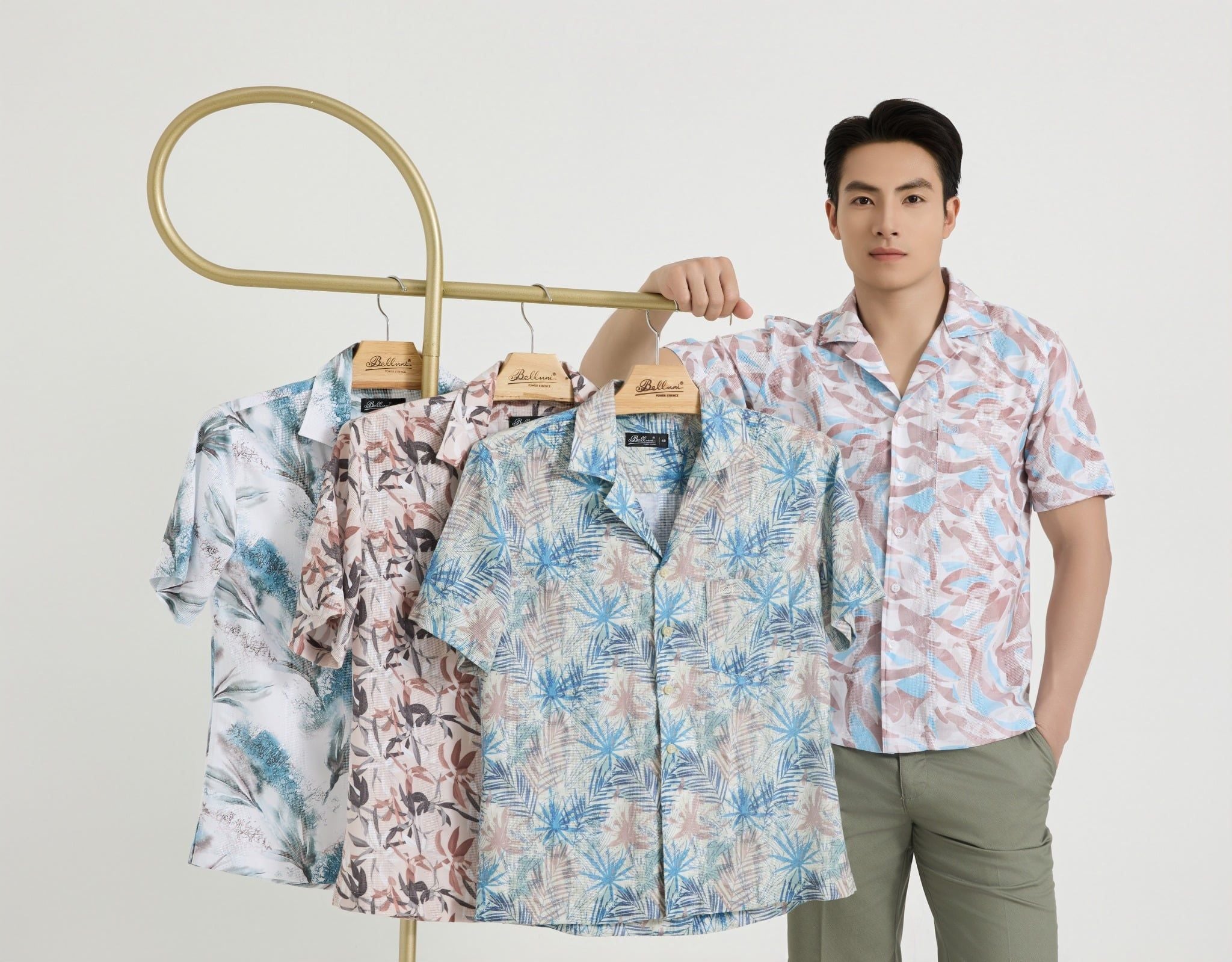  Áo sơ mi nam ngắn tay cao cấp BELLUNI vải sợi tre cổ áo Danton - ABN.PV.BE 358 