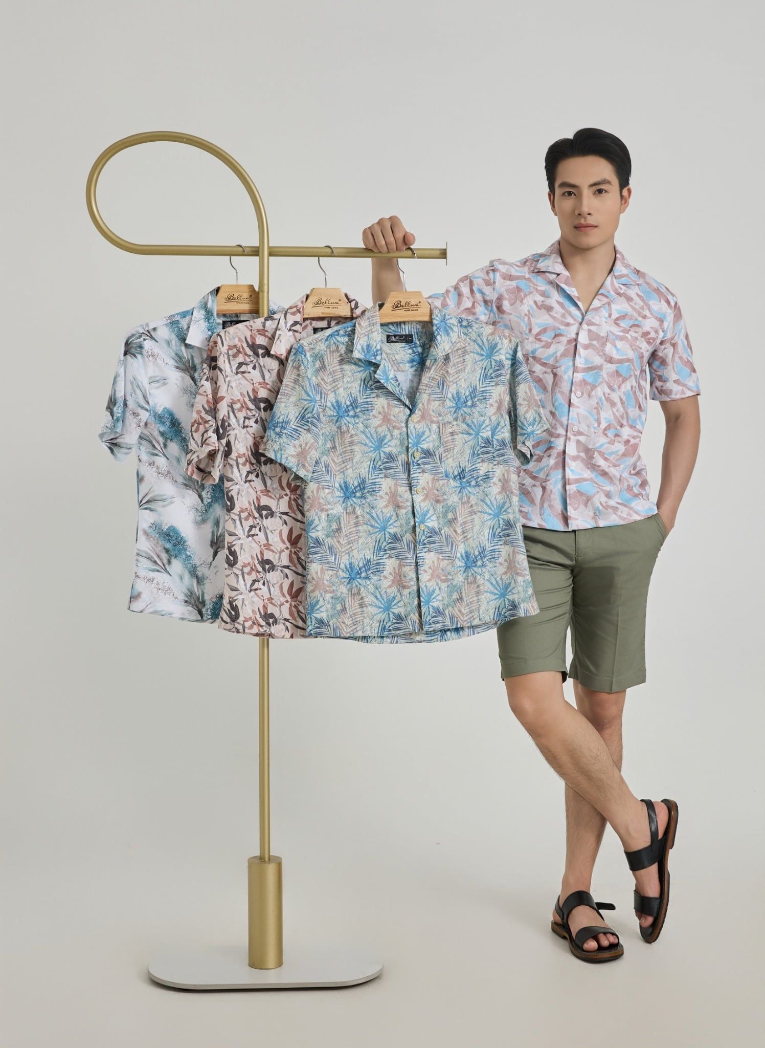  Áo sơ mi nam ngắn tay cao cấp BELLUNI vải sợi tre cổ áo Danton - ABN.PV.BE 358 