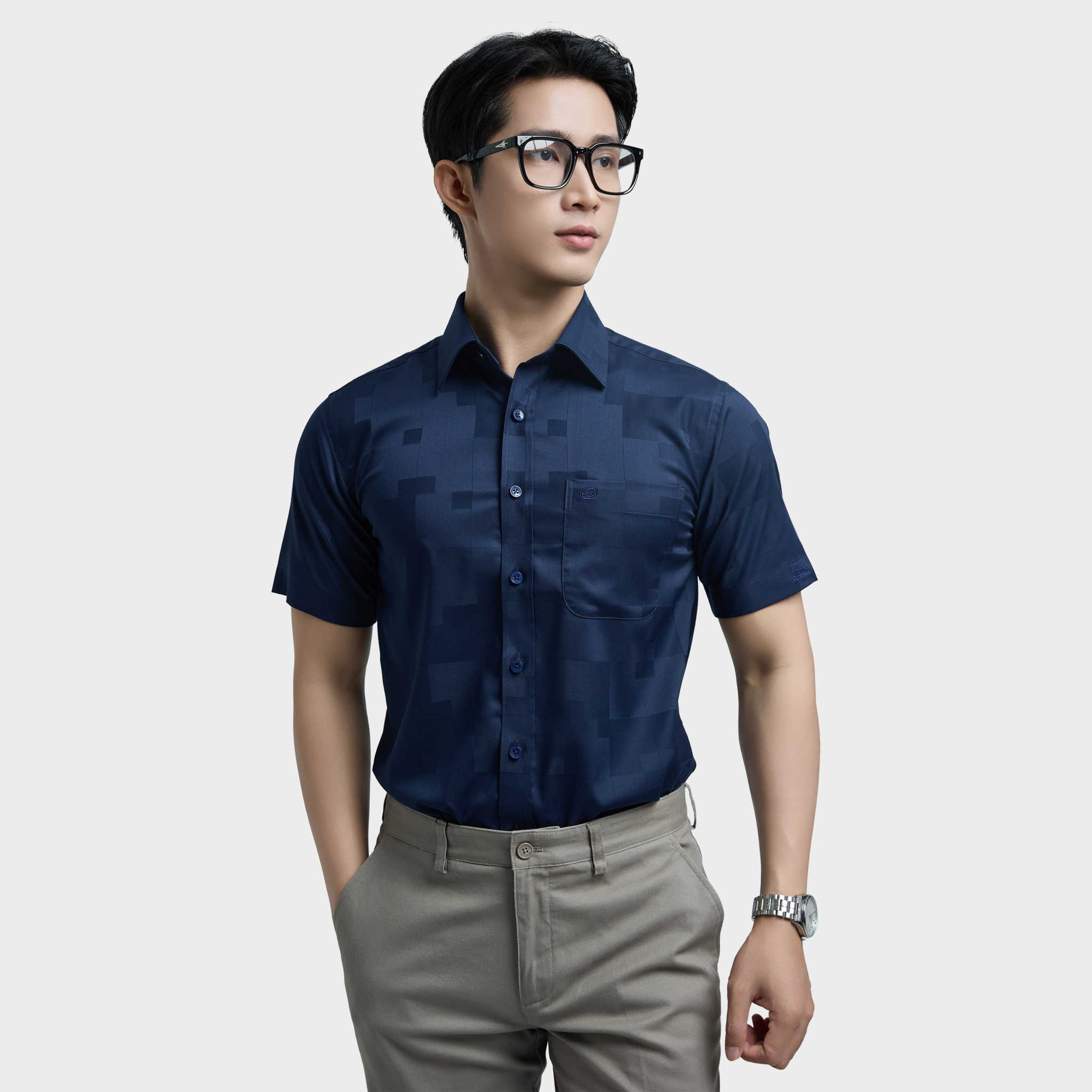  Áo sơ mi nam ngắn tay BELLUNI vải sợi sồi cao cấp - ABN.PMS.BE 336 