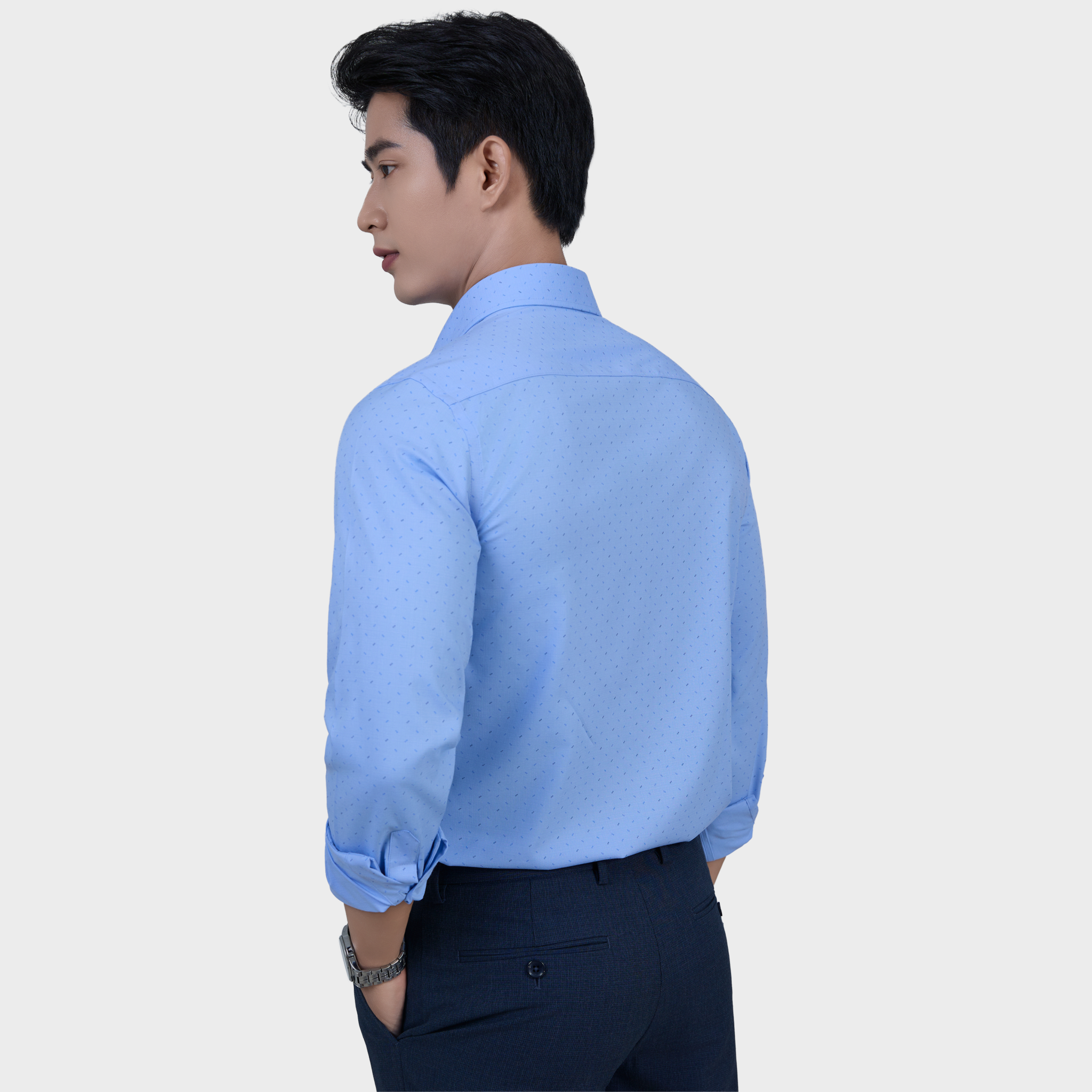  Áo Sơ Mi Chấm Bi Nam Tay Dài Vải Sợi Tre Mềm Mại Chống UV - ABD.BPS.BE 248 