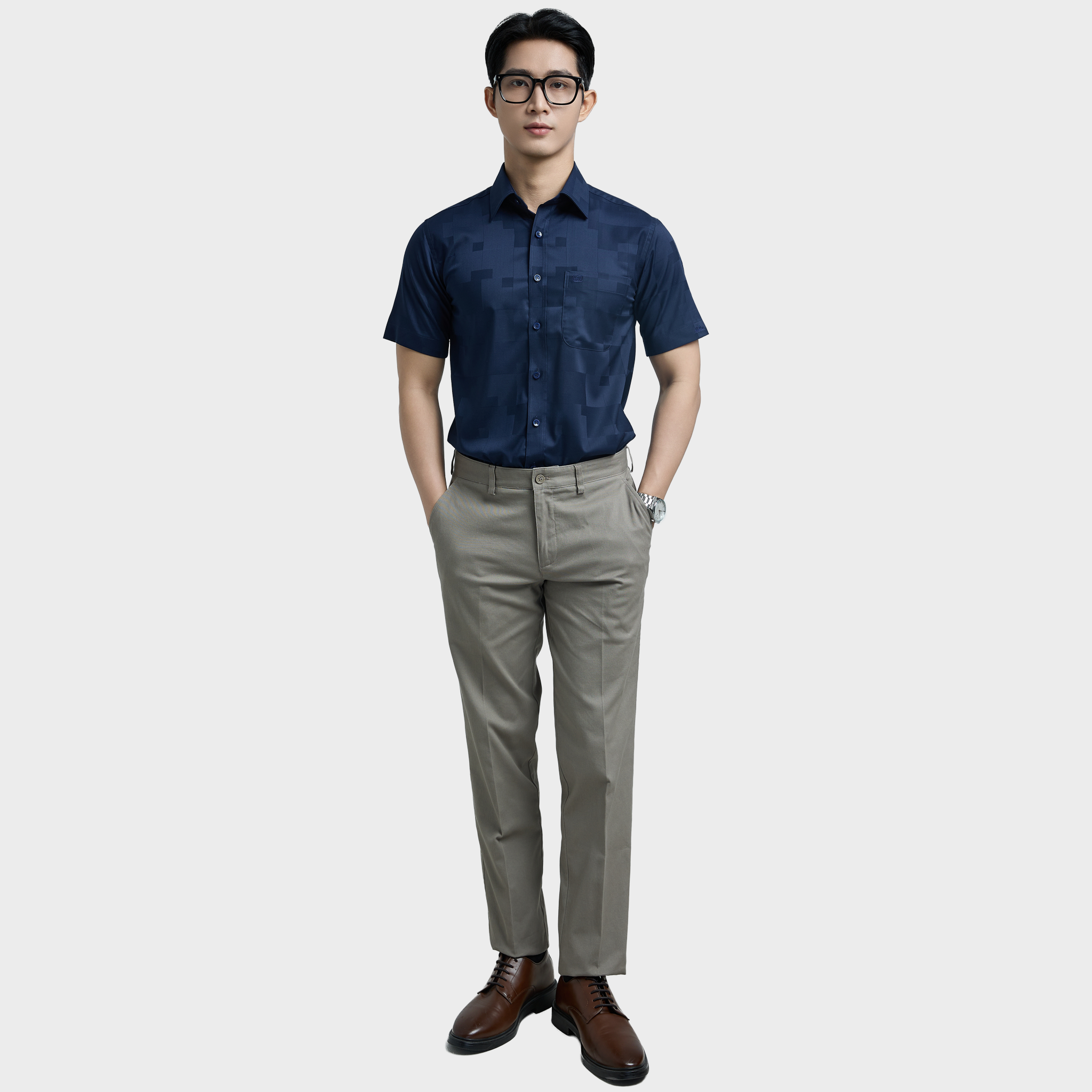  Áo sơ mi nam ngắn tay BELLUNI vải sợi sồi cao cấp - ABN.PMS.BE 336 