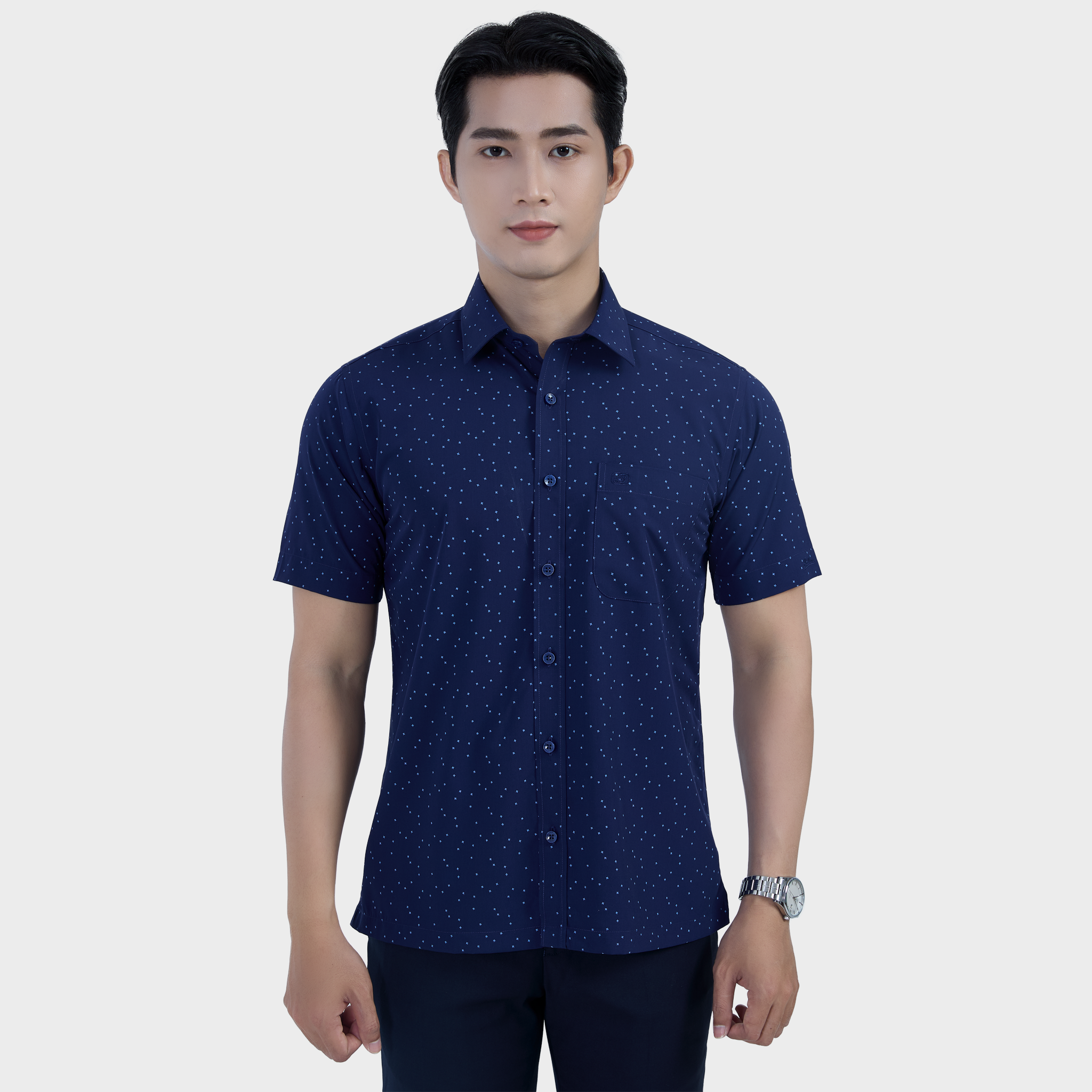  Áo sơ mi nam ngắn tay cao cấp BELLUNI vải sợi tre - ABN.BP.BE 311 