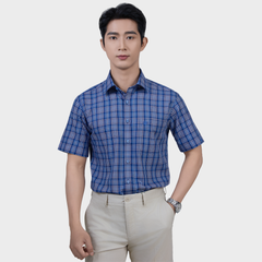  Áo Sơ Mi Xanh Navy Nam Ngắn Tay Sợi Modal Tinh Tế Sang Trọng - ABN.PM.BE 368 