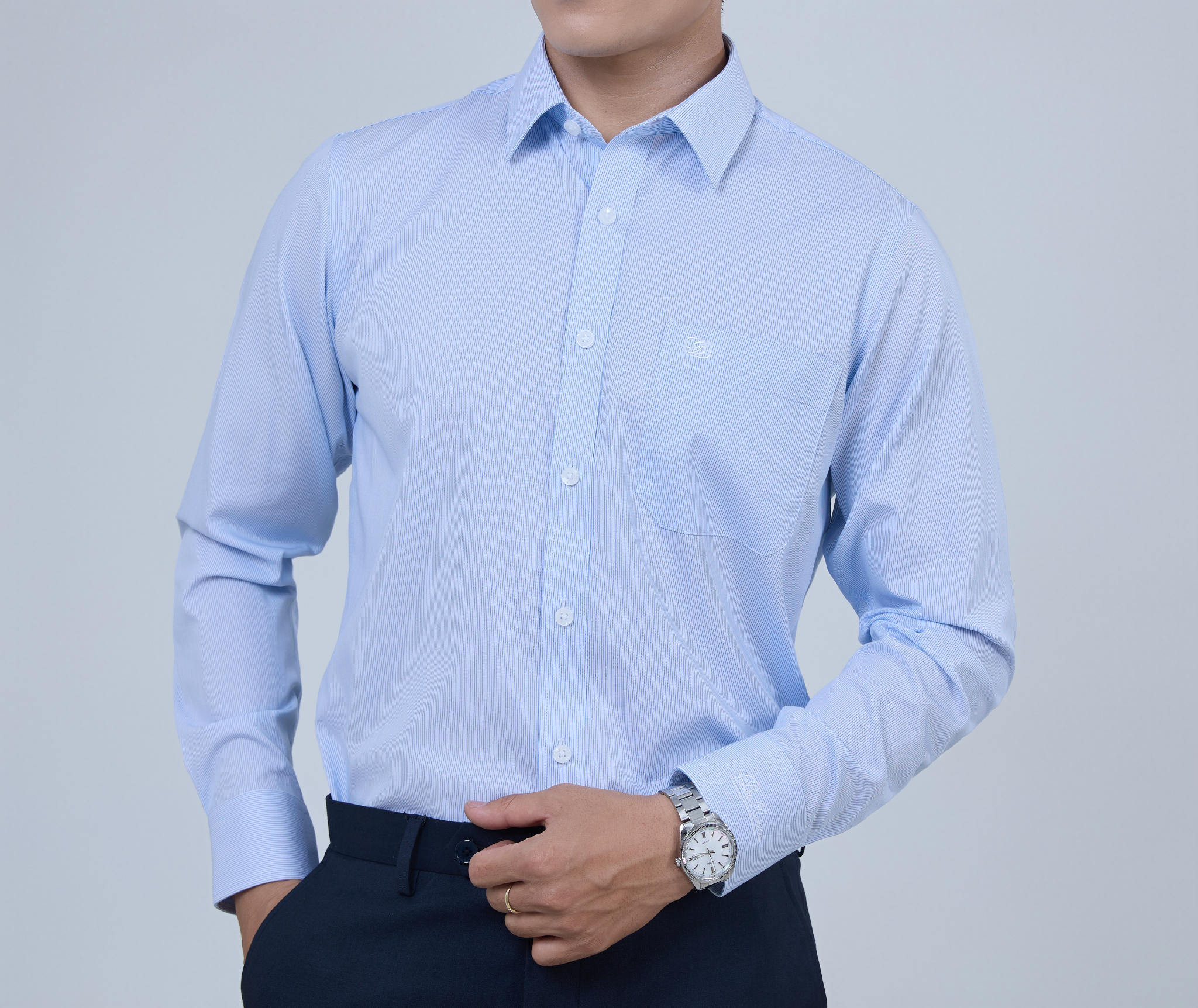  Áo Sơ Mi Chấm Bi Nam Tay Dài Vải Sợi Tre Mềm Mại Chống UV - ABD.BPS.BE 248 