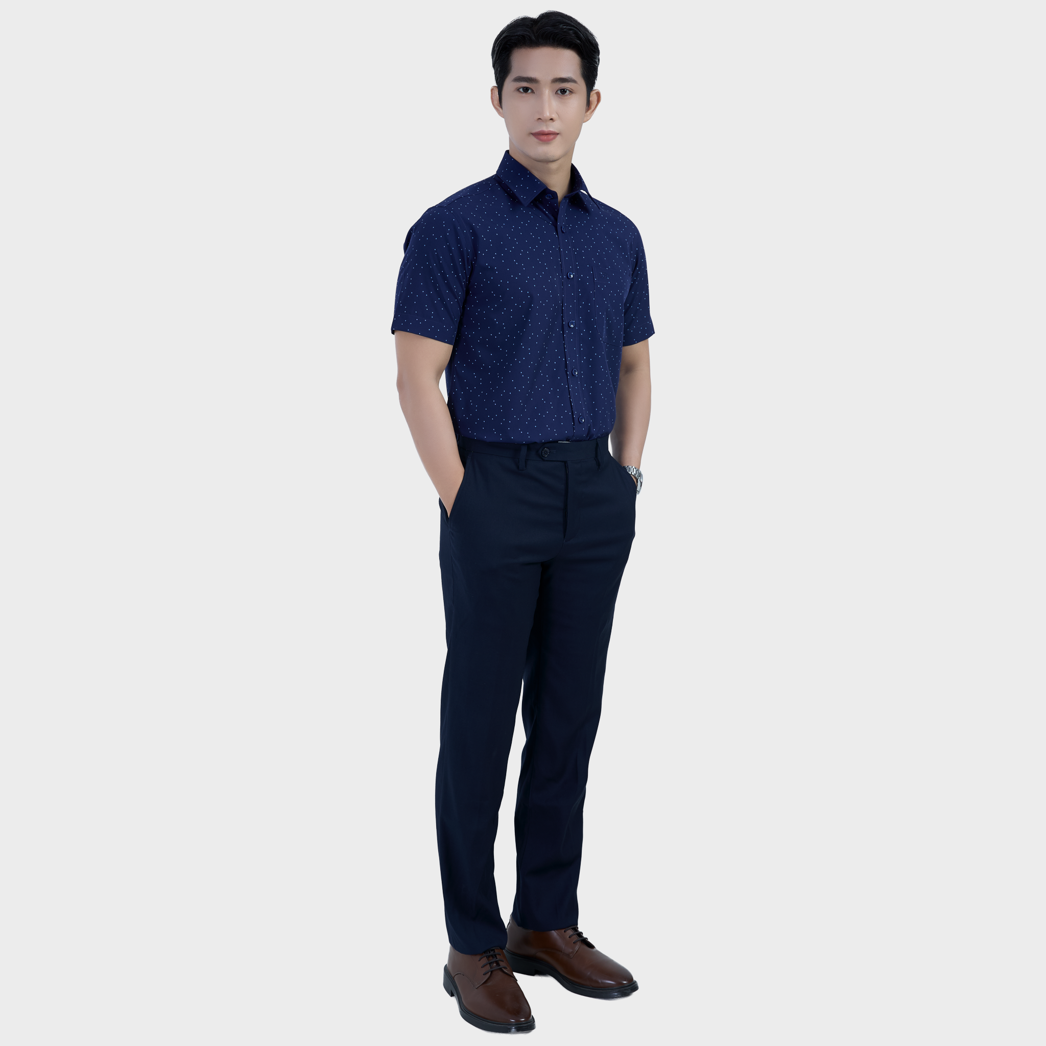  Áo sơ mi nam ngắn tay cao cấp BELLUNI vải sợi tre - ABN.BP.BE 311 