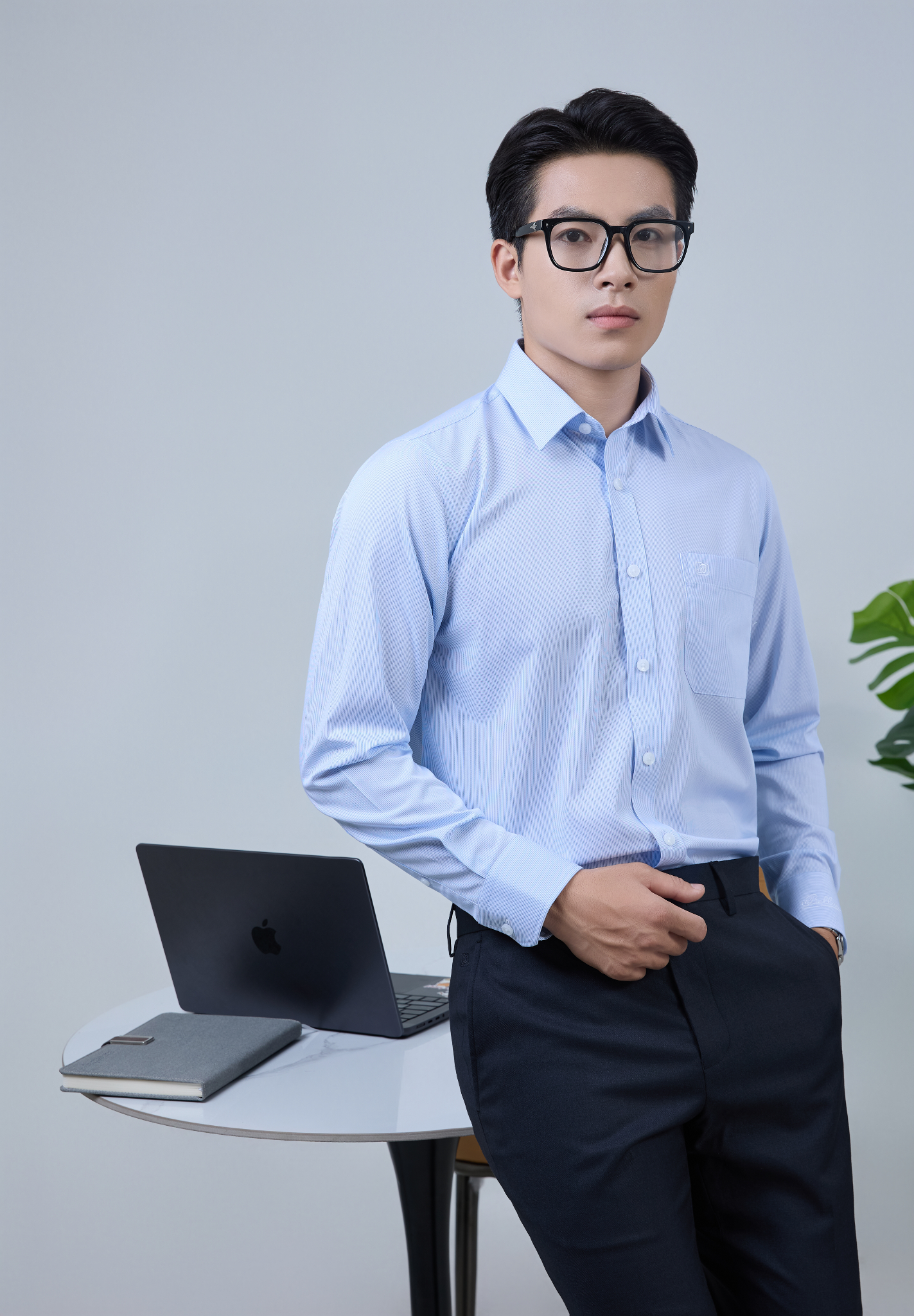  Áo Sơ Mi Chấm Bi Nam Tay Dài Vải Sợi Tre Mềm Mại Chống UV - ABD.BPS.BE 248 