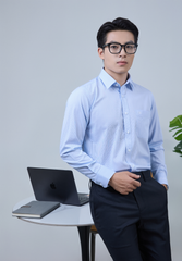  Áo Sơ Mi Chấm Bi Nam Tay Dài Vải Sợi Tre Mềm Mại Chống UV - ABD.BPS.BE 248 
