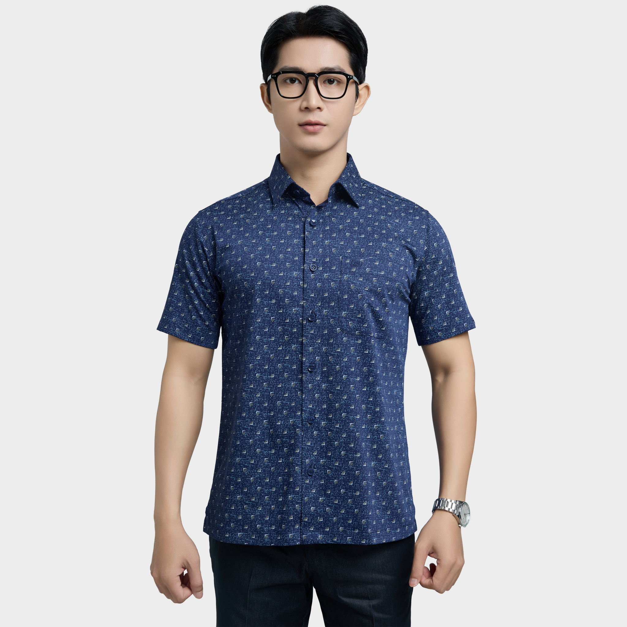  Áo sơ mi nam ngắn tay cao cấp BELLUNI vải sợi tre - ABN.BPS.BE 332 