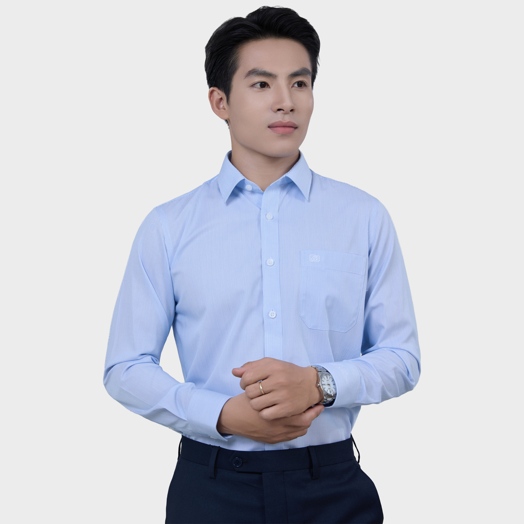  Áo Sơ Mi Chấm Bi Nam Tay Dài Vải Sợi Tre Mềm Mại Chống UV - ABD.BPS.BE 248 
