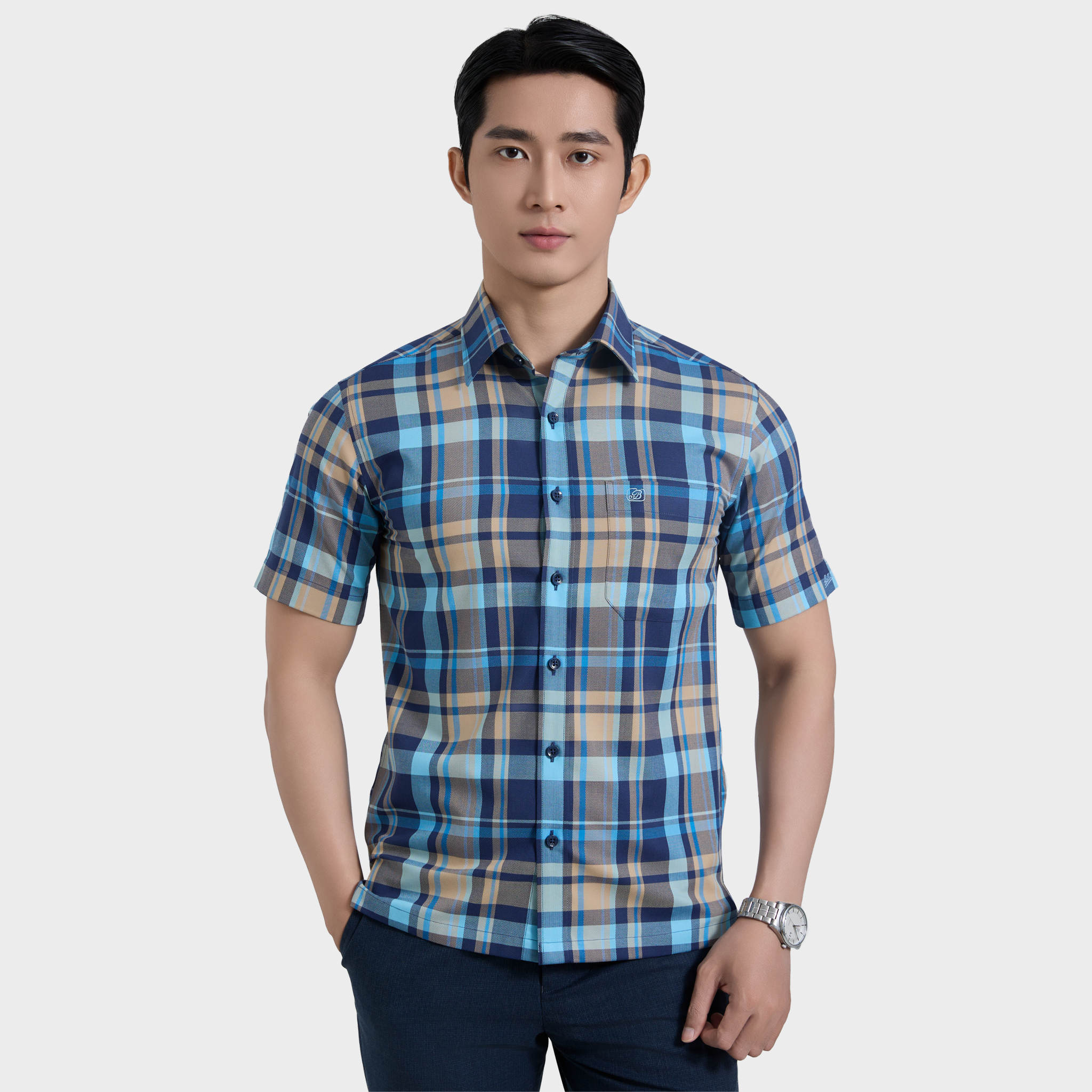  Áo sơ mi nam ngắn tay cao cấp BELLUNI vải sợi tre - ABN.BPS.BE 352 