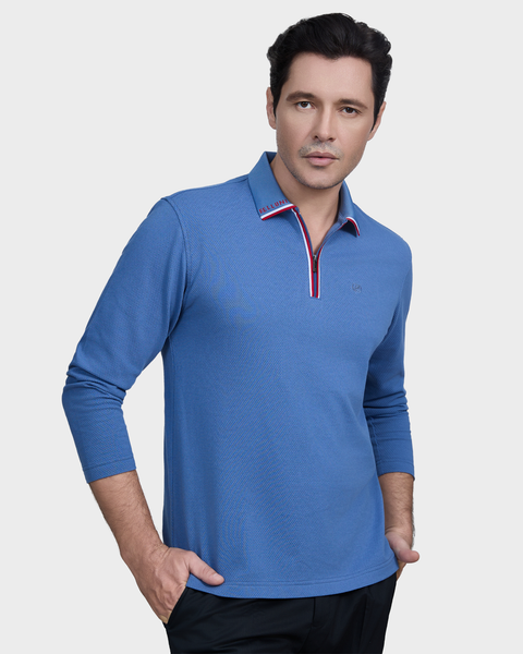  Áo Polo Nam Dài Tay Belluni Cotton Phối Polyester Trụ Cổ Khóa Kéo - AT.CP.BE 117 