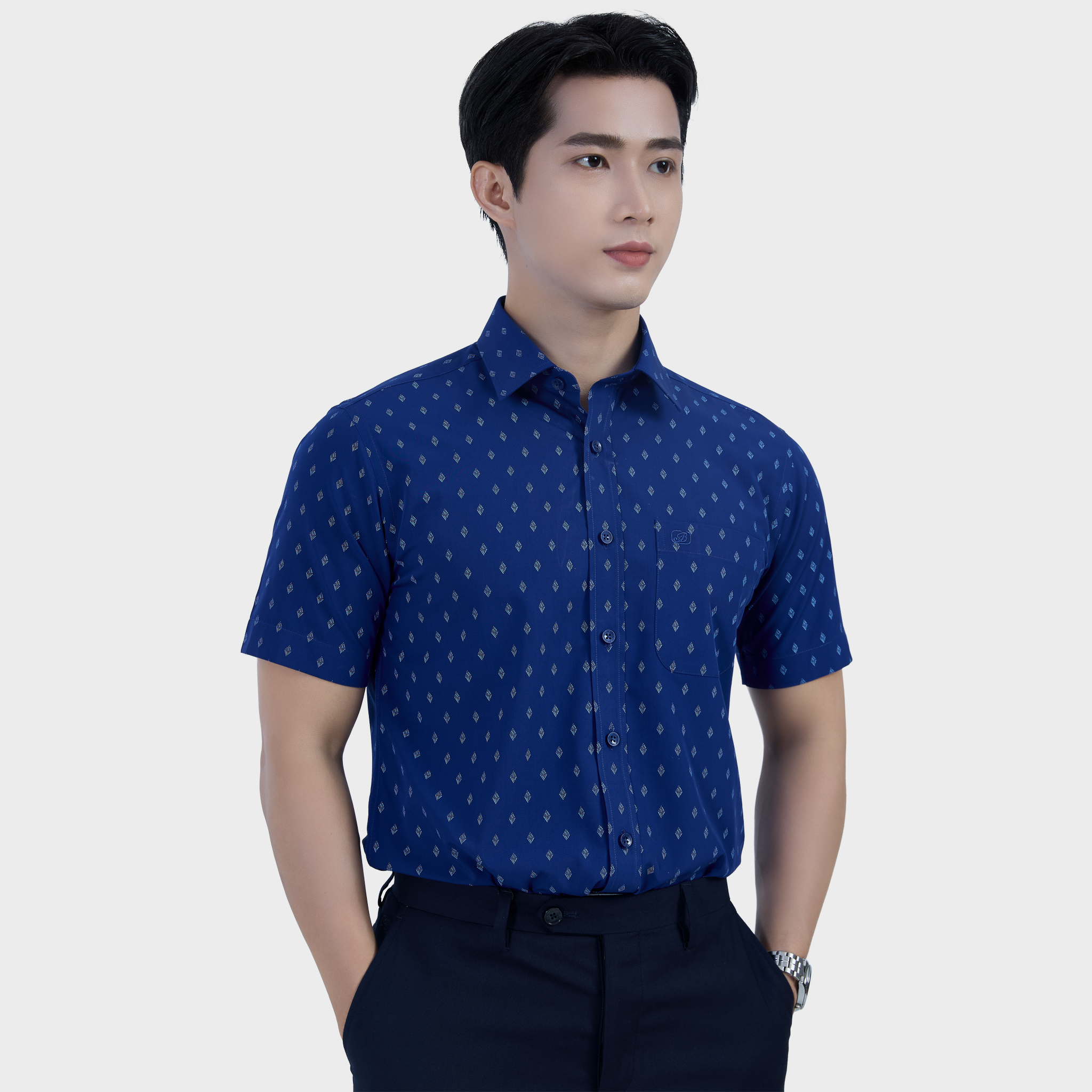  Áo sơ mi nam ngắn tay cao cấp BELLUNI vải sợi tre - ABN.BP.BE 311 