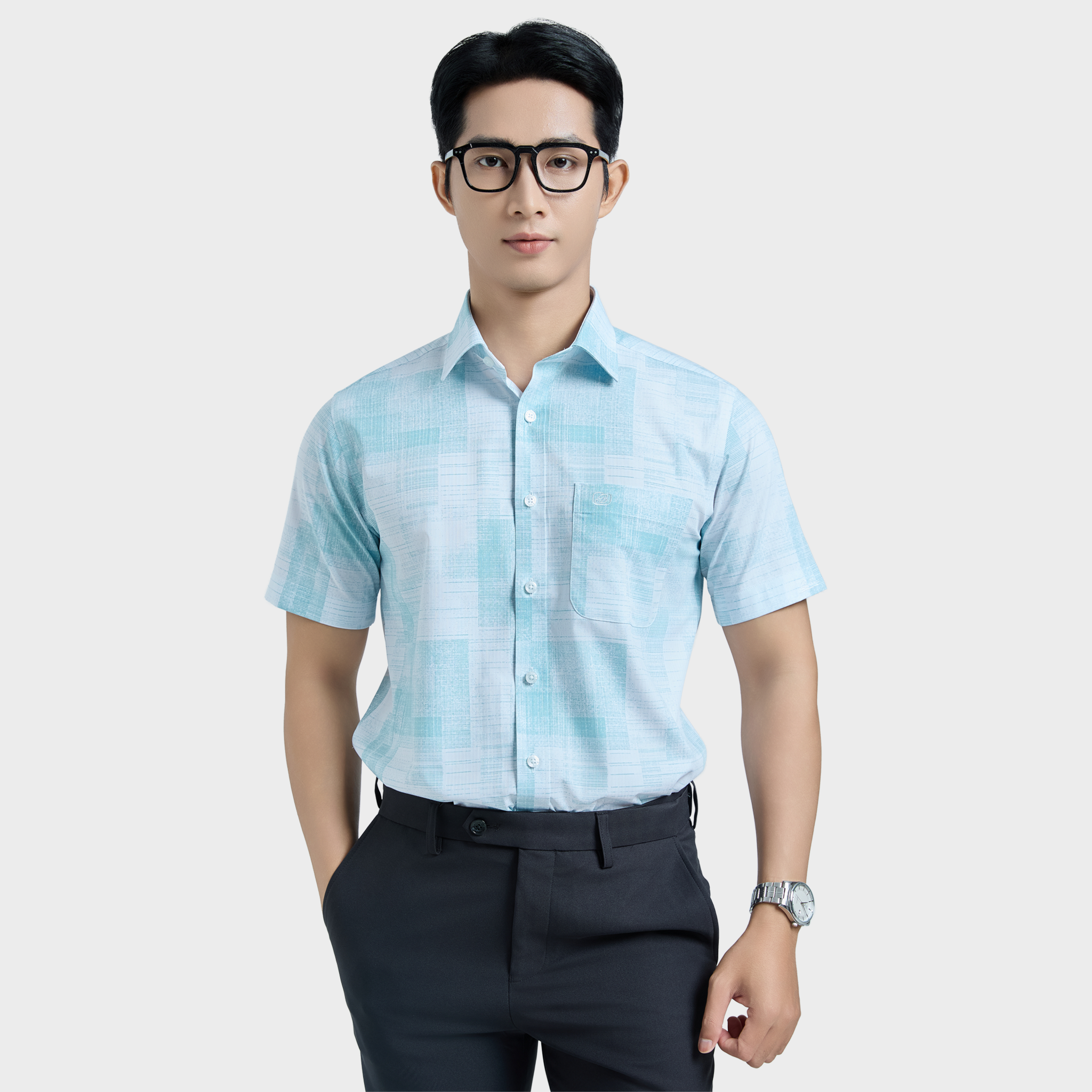  Áo sơ mi nam ngắn tay cao cấp BELLUNI vải sợi tre - ABN.BPS.BE 335 