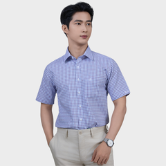  Áo Sơ Mi Xanh Navy Nam Ngắn Tay Sợi Modal Tinh Tế Sang Trọng - ABN.PM.BE 368 