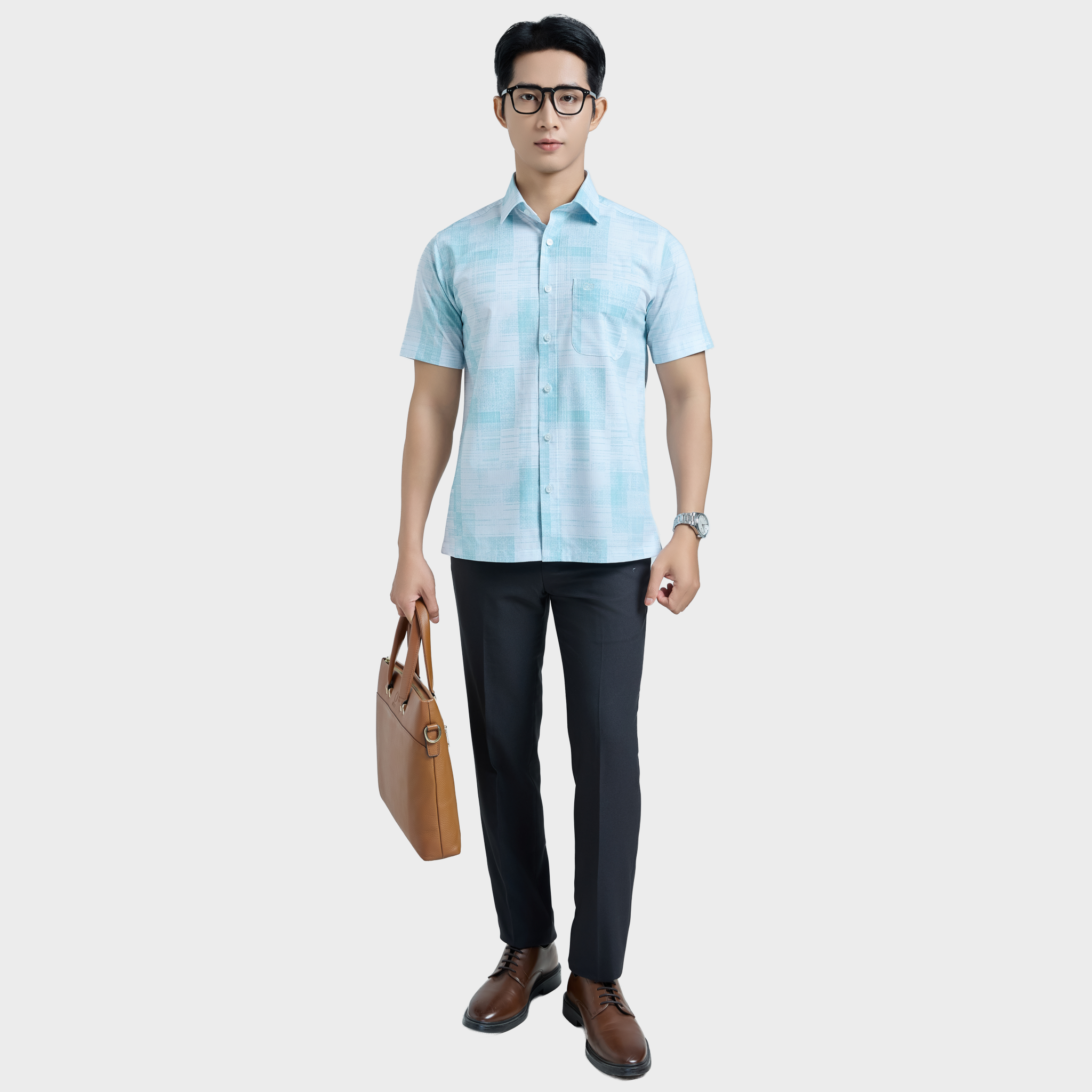  Áo sơ mi nam ngắn tay cao cấp BELLUNI vải sợi tre - ABN.BPS.BE 335 