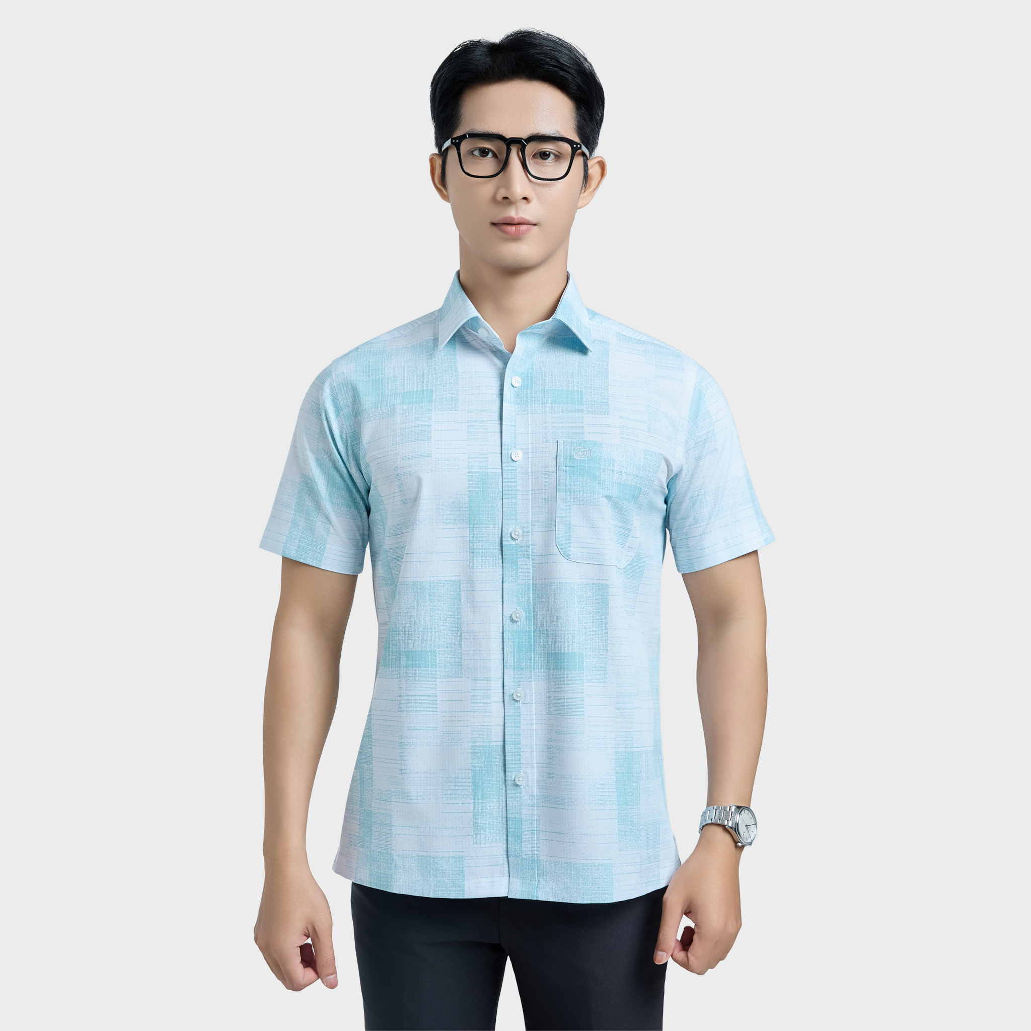  Áo sơ mi nam ngắn tay cao cấp BELLUNI vải sợi tre - ABN.BPS.BE 335 