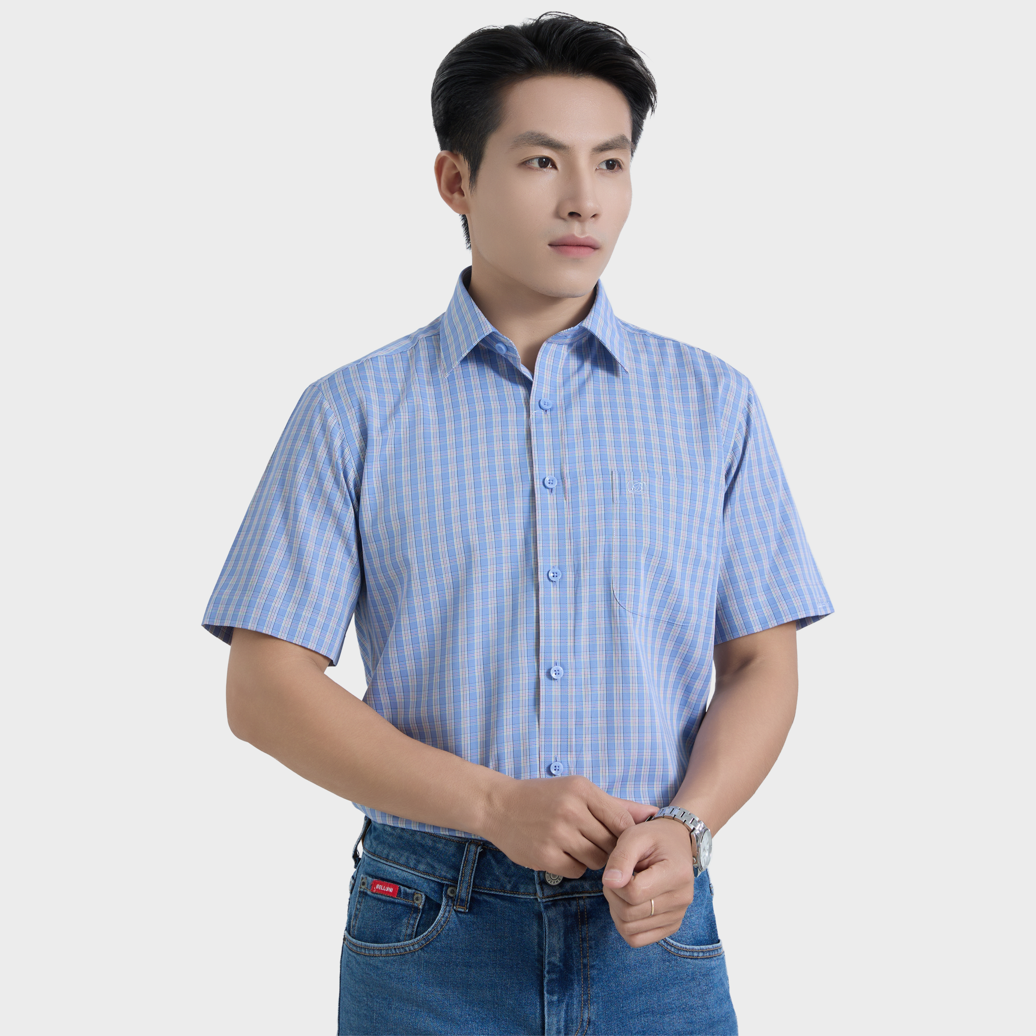 Áo Sơ Mi Caro Nam Vải Sợi Sồi Nhẹ Nhàng Thanh Lịch - ABN.PM.BE 365 