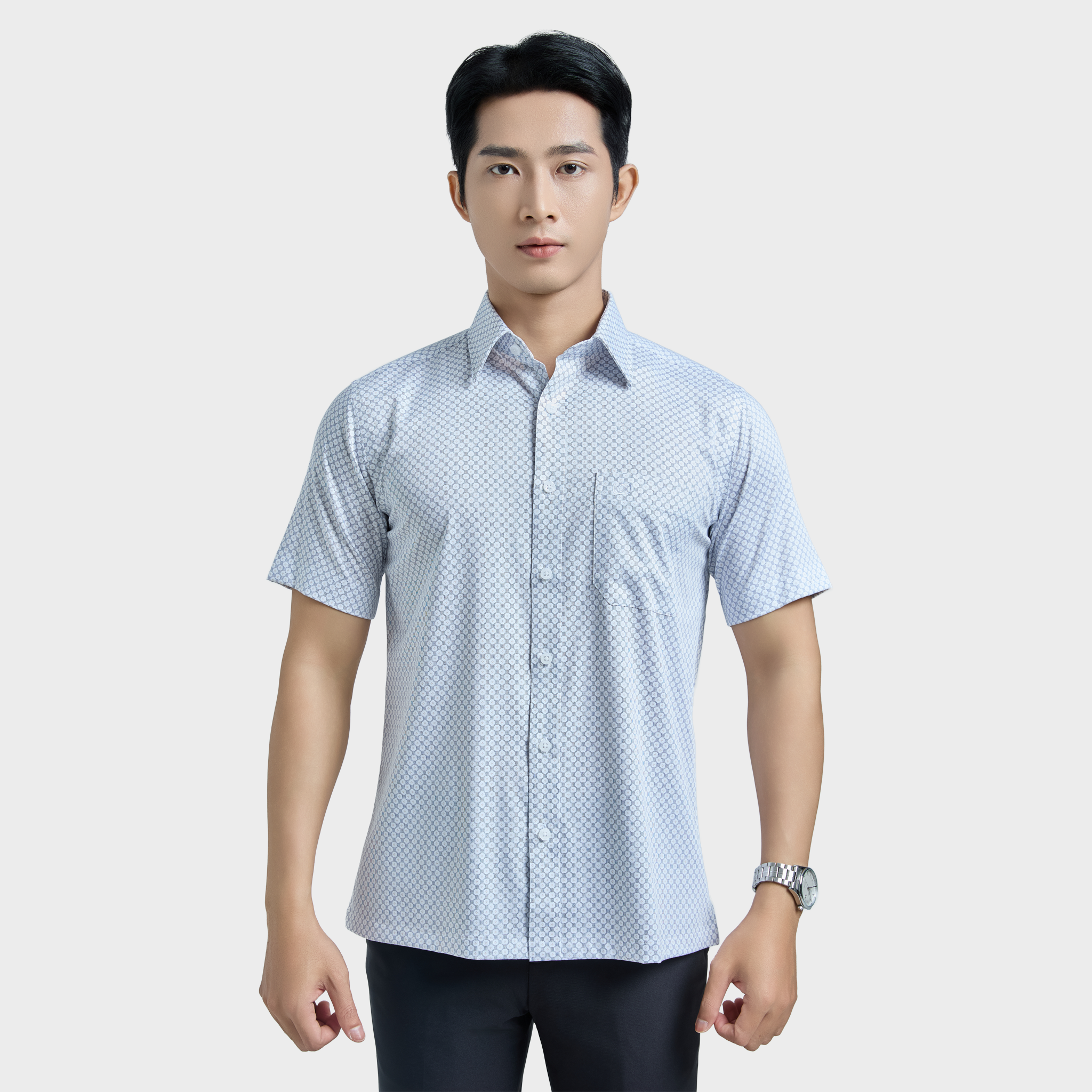  Áo sơ mi nam ngắn tay cao cấp BELLUNI vải sợi tre - ABN.BPS.BE 334 