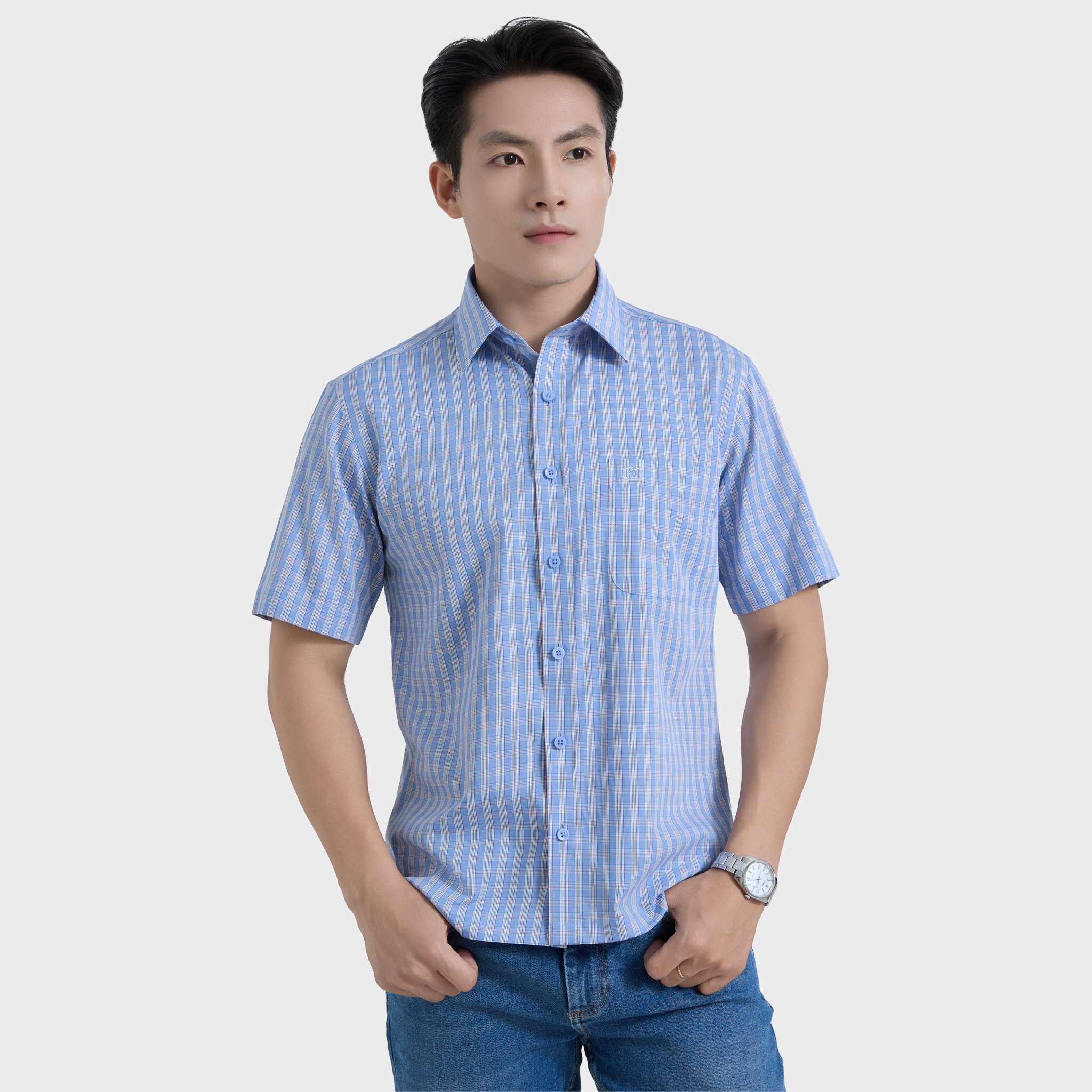  Áo Sơ Mi Caro Nam Vải Sợi Sồi Nhẹ Nhàng Thanh Lịch - ABN.PM.BE 365 
