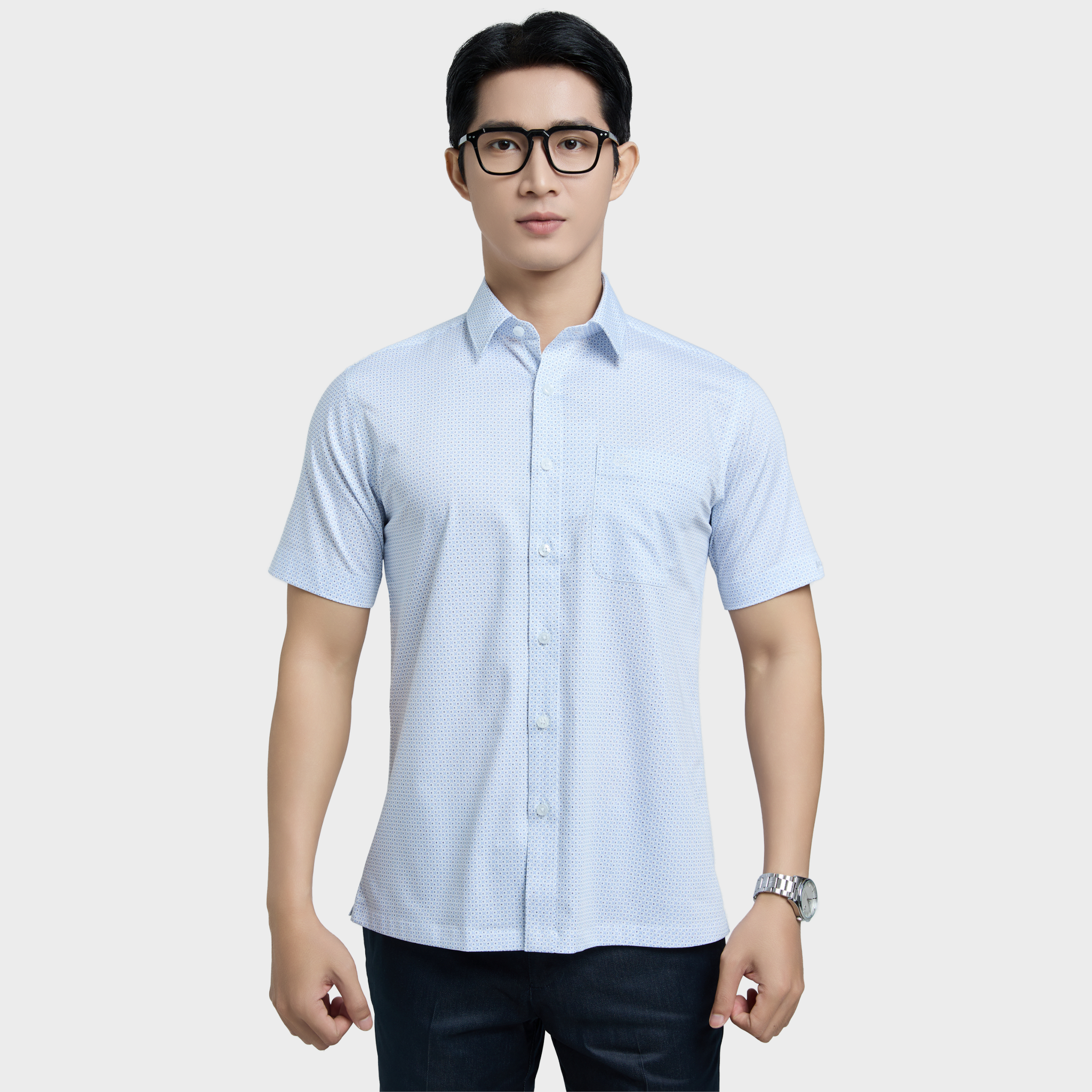  Áo sơ mi nam ngắn tay cao cấp BELLUNI vải sợi tre - ABN.BPS.BE 332 