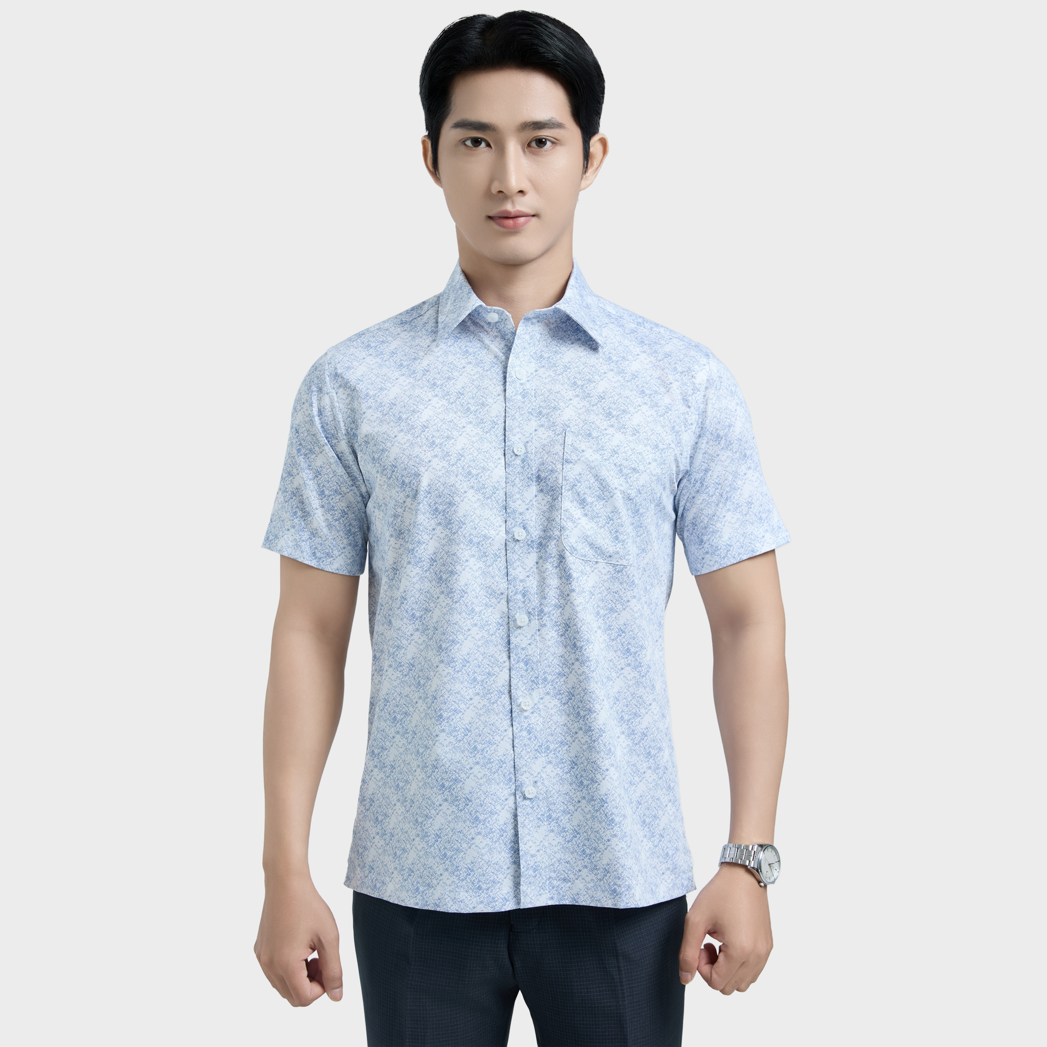  Áo sơ mi nam ngắn tay cao cấp BELLUNI vải sợi tre - ABN.BPS.BE 321 