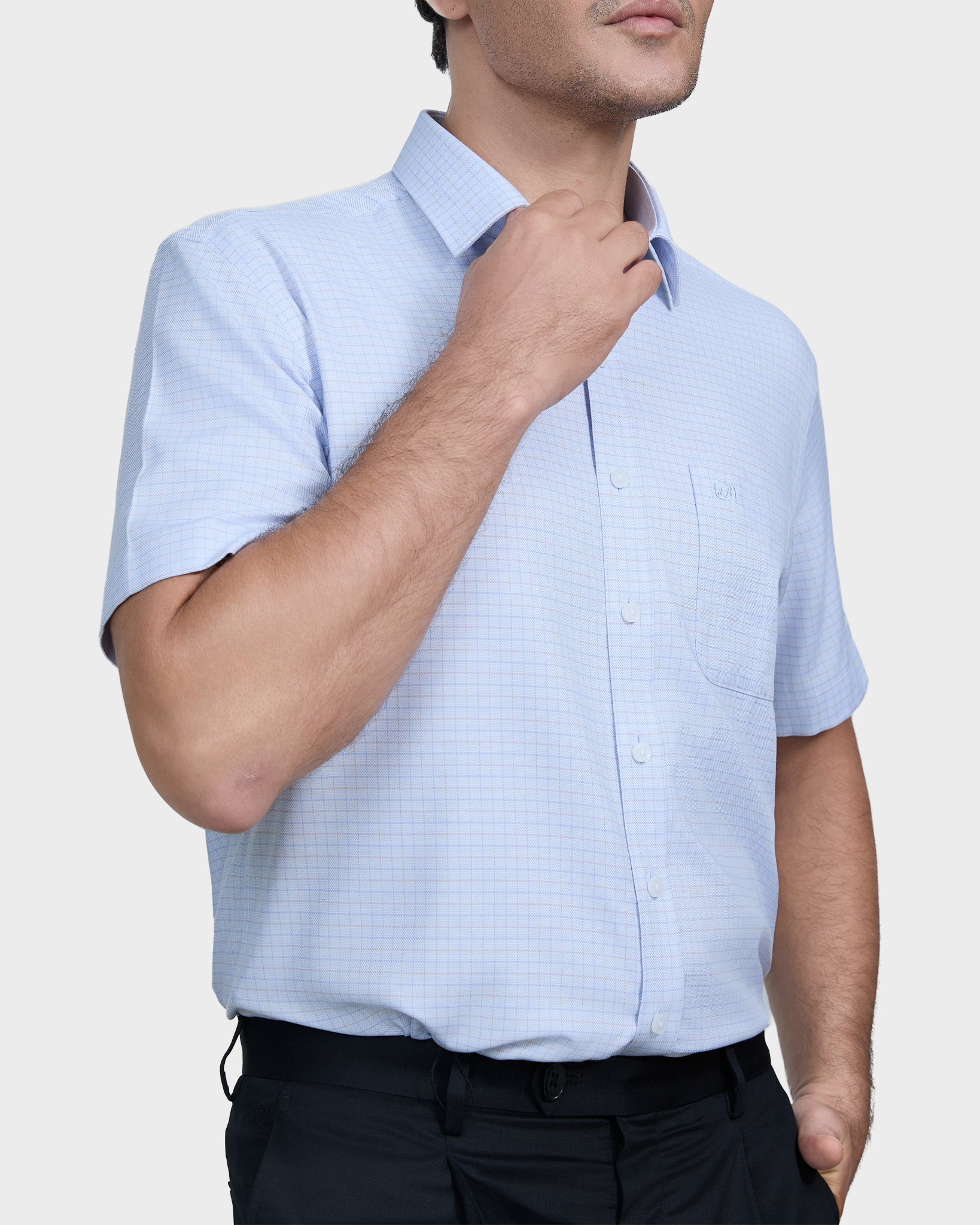  Áo Sơ Mi Nam Tay Ngắn Vải Sợi Sồi Caro Xanh Đỏ Co Giãn Cá Tính – ABN.PMS.BE.377 