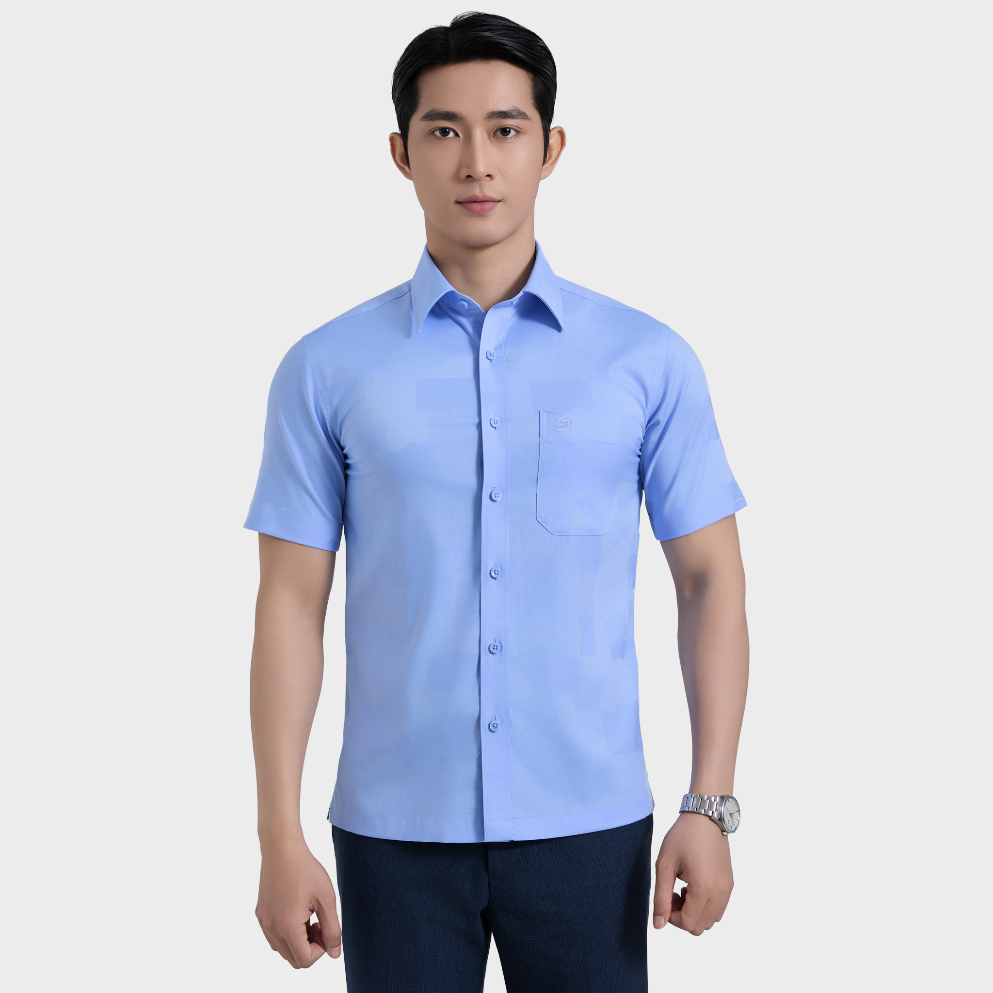  Áo sơ mi nam ngắn tay BELLUNI vải sợi sồi cao cấp - ABN.PMS.BE 348 