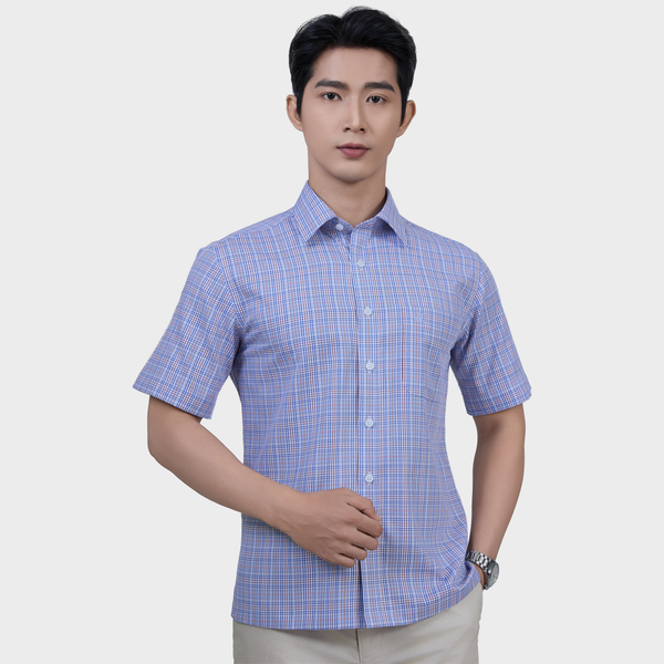  Áo Sơ Mi Xanh Navy Nam Ngắn Tay Sợi Modal Tinh Tế Sang Trọng - ABN.PM.BE 368 