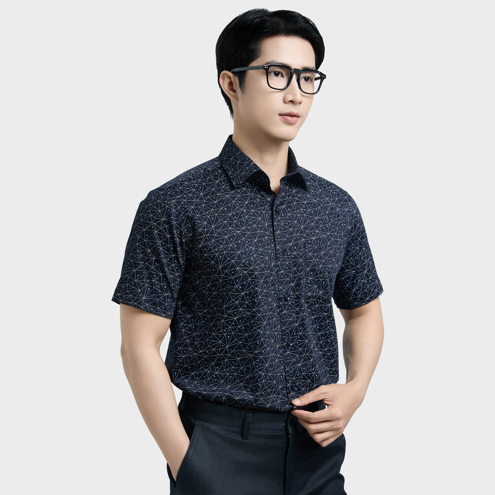  Áo sơ mi nam ngắn tay cao cấp BELLUNI vải sợi tre - ABN.BPS.BE 326 