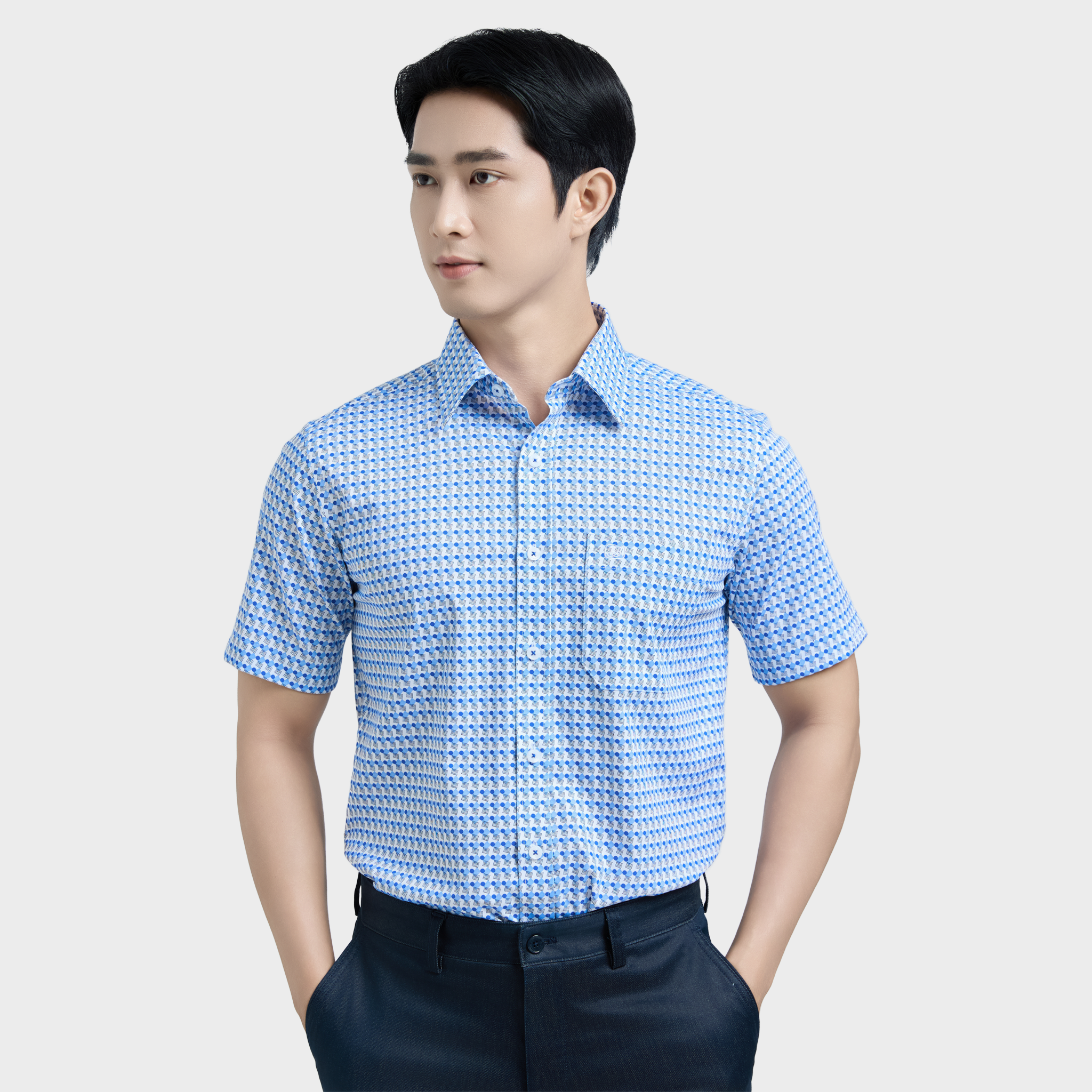  Áo sơ mi nam ngắn tay cao cấp BELLUNI vải sợi tre - ABN.BPS.BE 328 