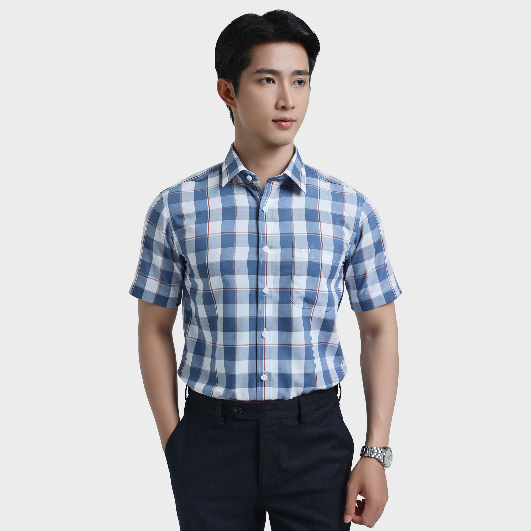  Áo sơ mi nam ngắn tay cao cấp BELLUNI vải sợi tre - ABN.PBL.BE 346 