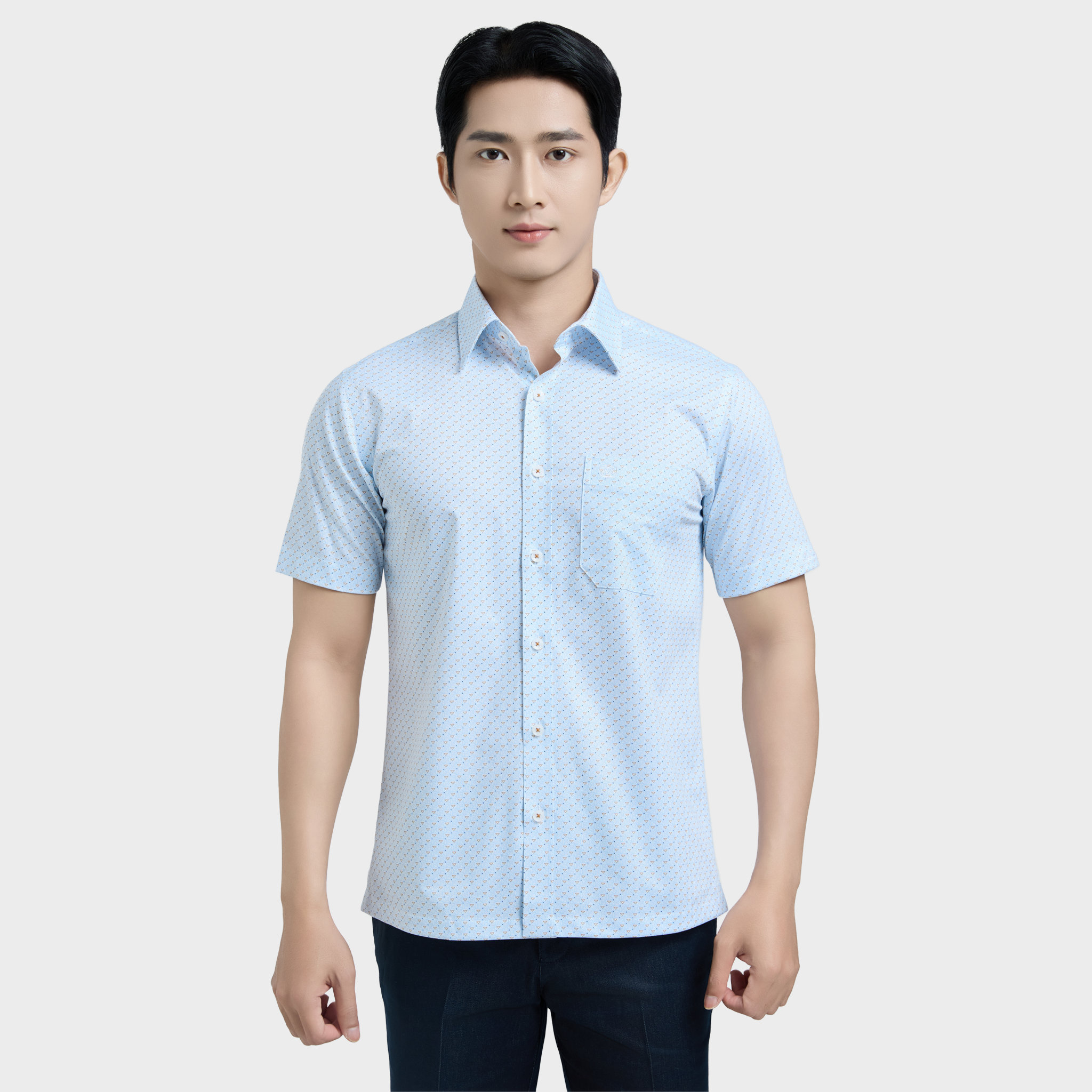  Áo sơ mi nam ngắn tay cao cấp BELLUNI vải sợi tre - ABN.BPS.BE 328 