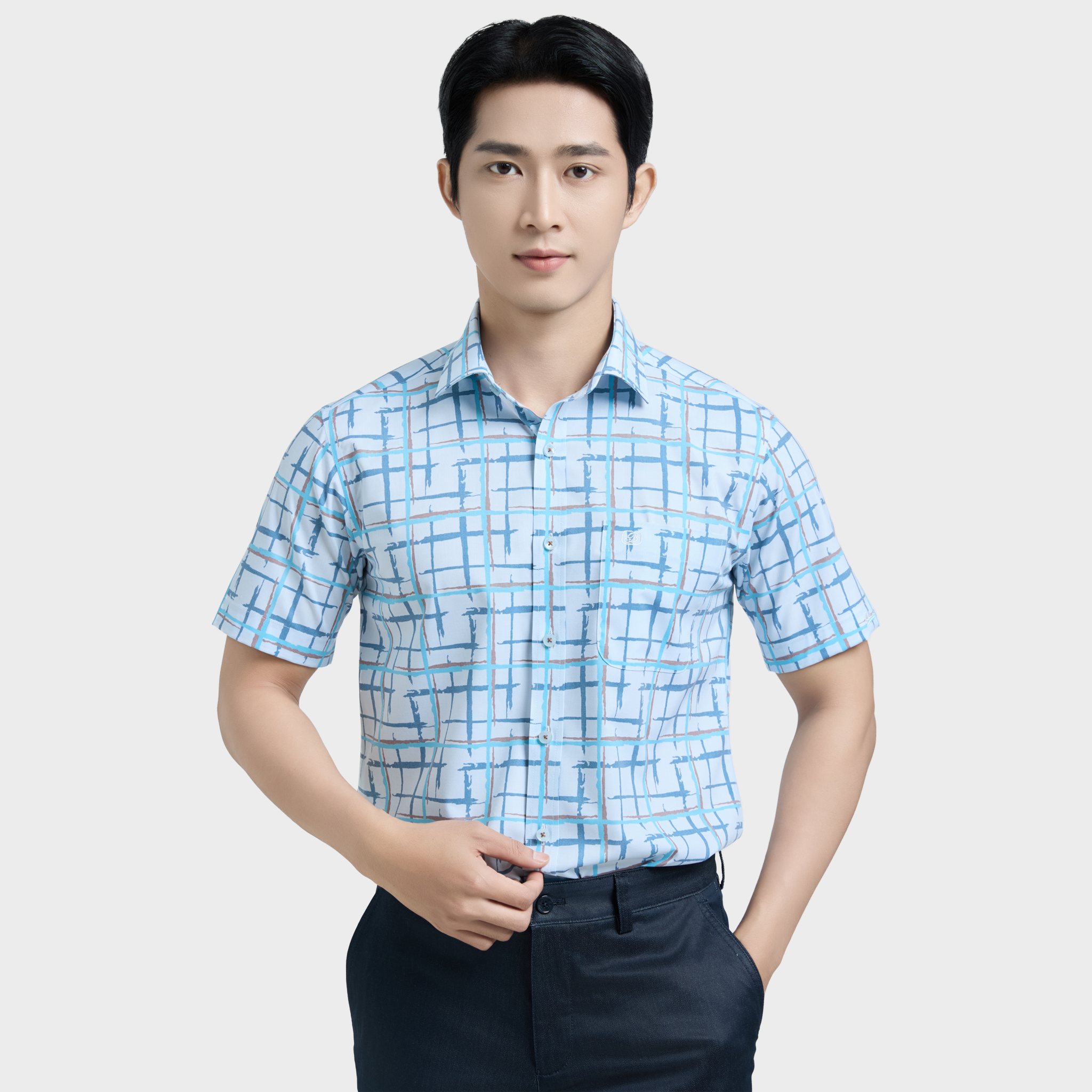  Áo sơ mi nam ngắn tay cao cấp BELLUNI vải sợi tre - ABN.BPS.BE 331 