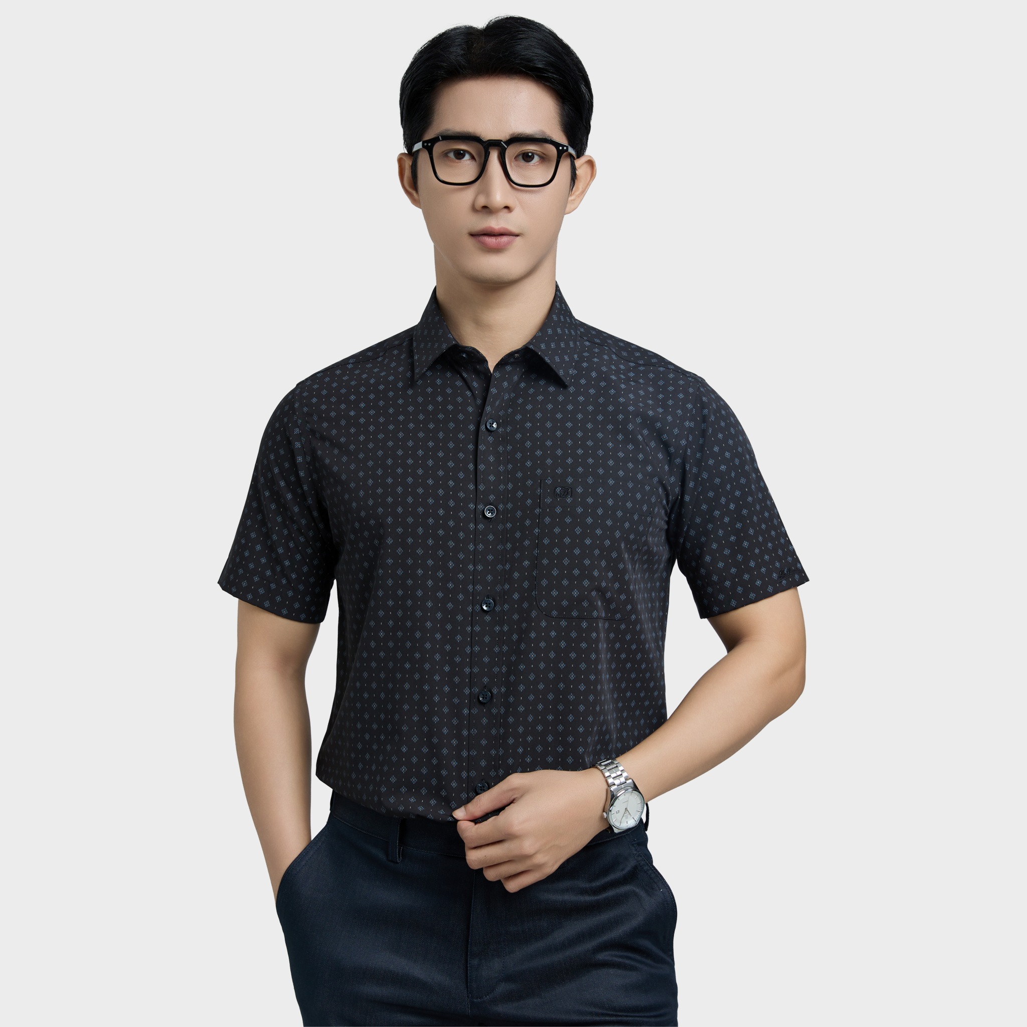  Áo sơ mi nam ngắn tay cao cấp BELLUNI vải sợi tre - ABN.BP.BE 340 