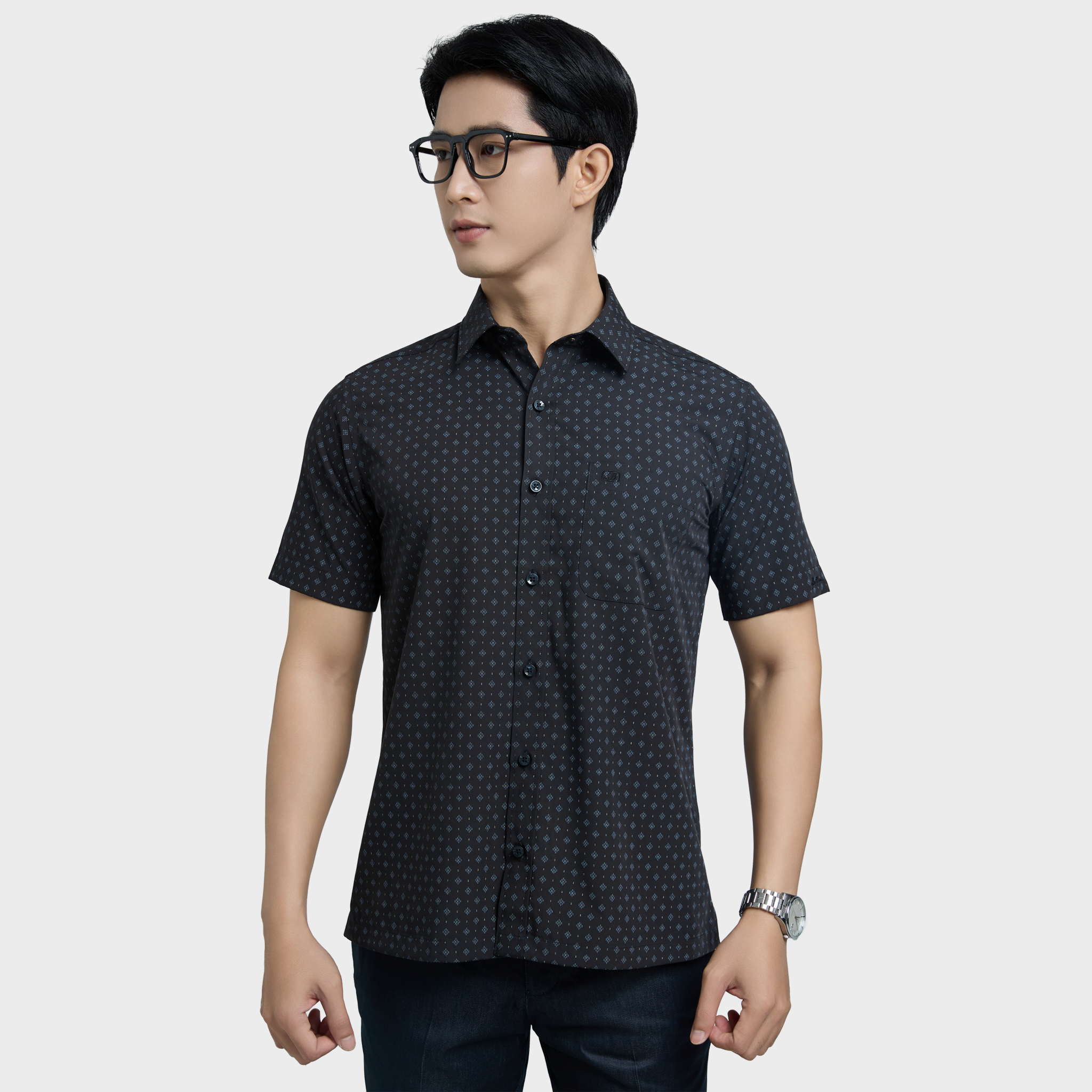  Áo sơ mi nam ngắn tay cao cấp BELLUNI vải sợi tre - ABN.BP.BE 340 