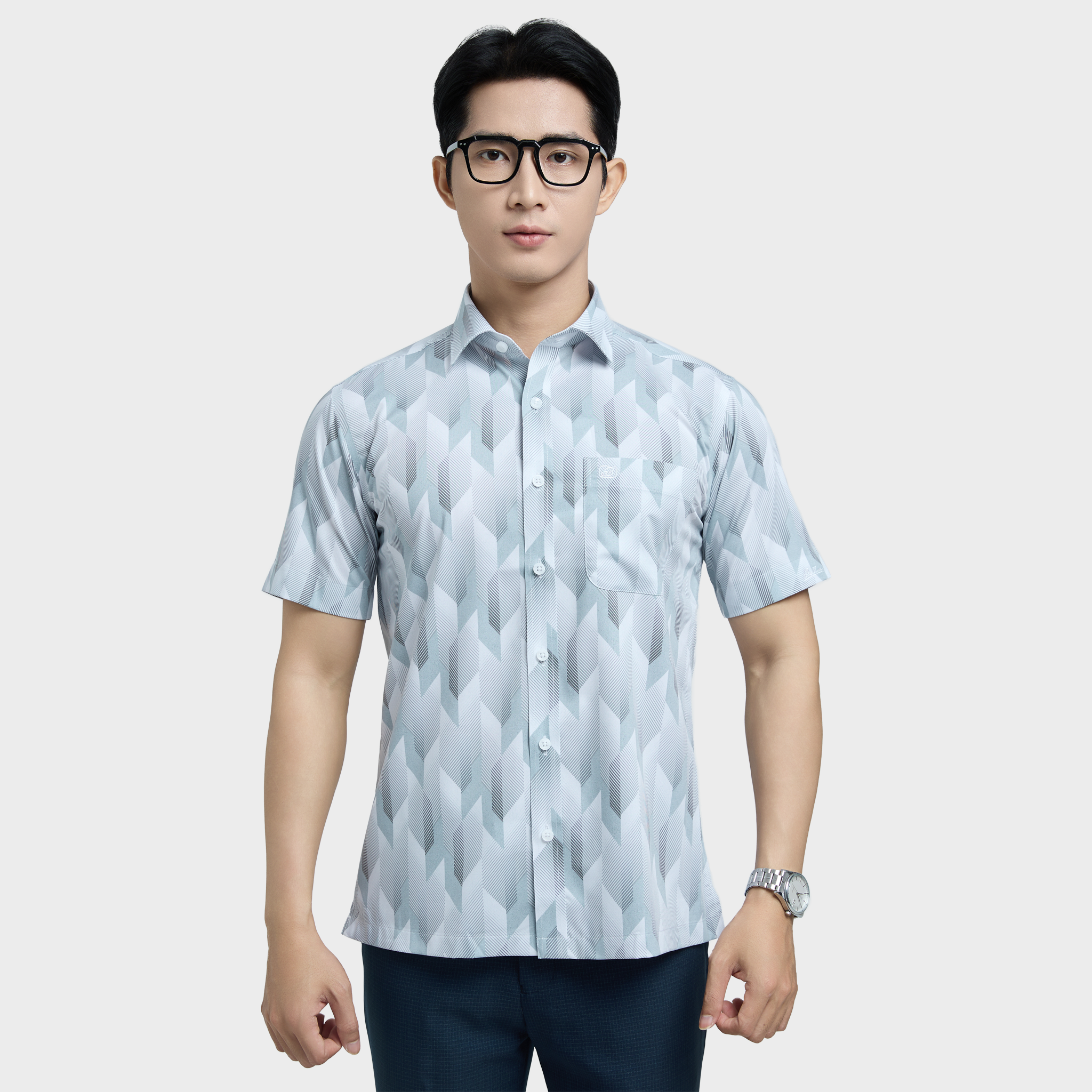  Áo sơ mi nam ngắn tay BELLUNI vải sợi sồi cao cấp - ABN.PMS.BE 338 