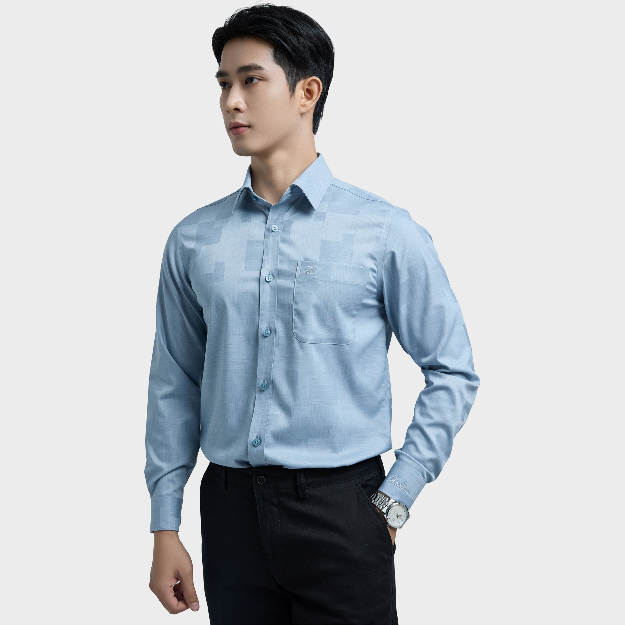  Áo sơ mi nam dài tay BELLUNI vải sợi sồi cao cấp - ABD.PMS.BE 223 