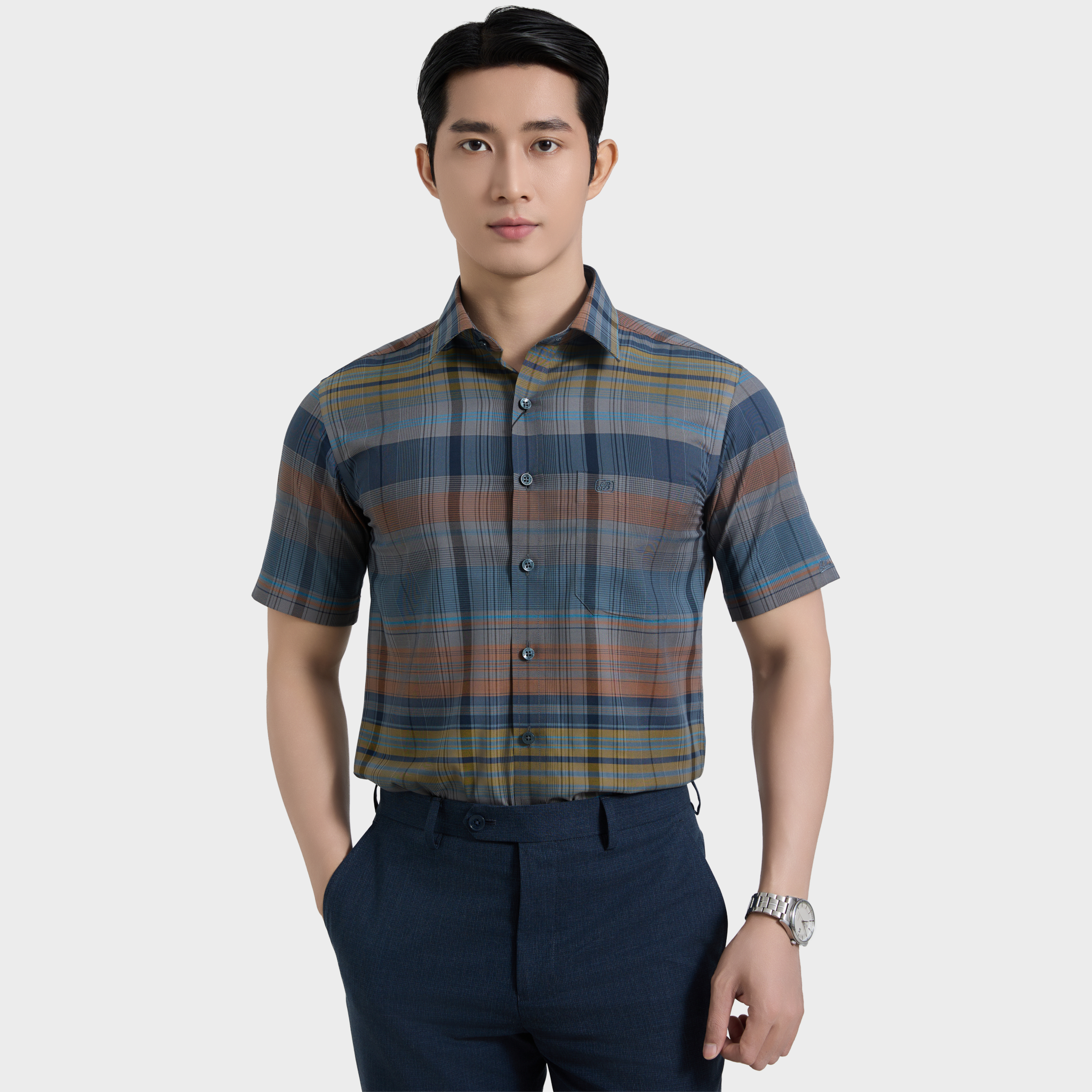  Áo sơ mi nam ngắn tay cao cấp BELLUNI vải sợi tre - ABN.BPS.BE 356 