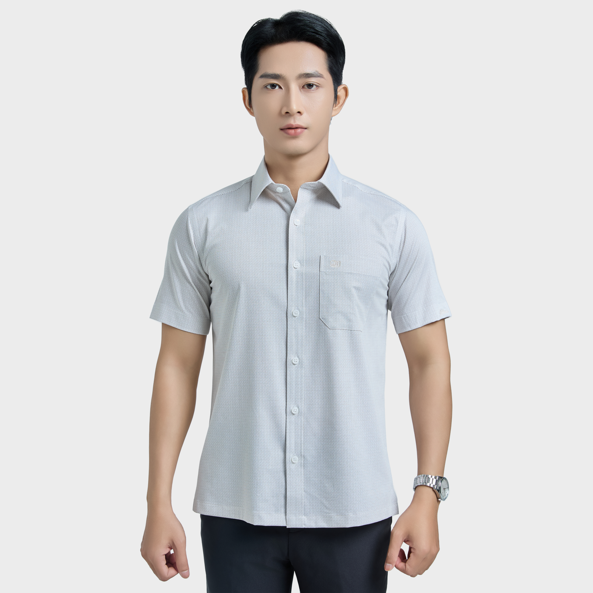  Áo sơ mi nam ngắn tay cao cấp BELLUNI vải sợi tre - ABN.BPS.BE 334 