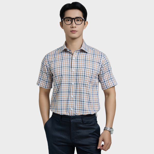  Áo Sơ Mi Nam Ngắn Tay Belluni Vải Sợi Tre Kháng Khuẩn Thoáng Mát - ABN.BP.BE 327 