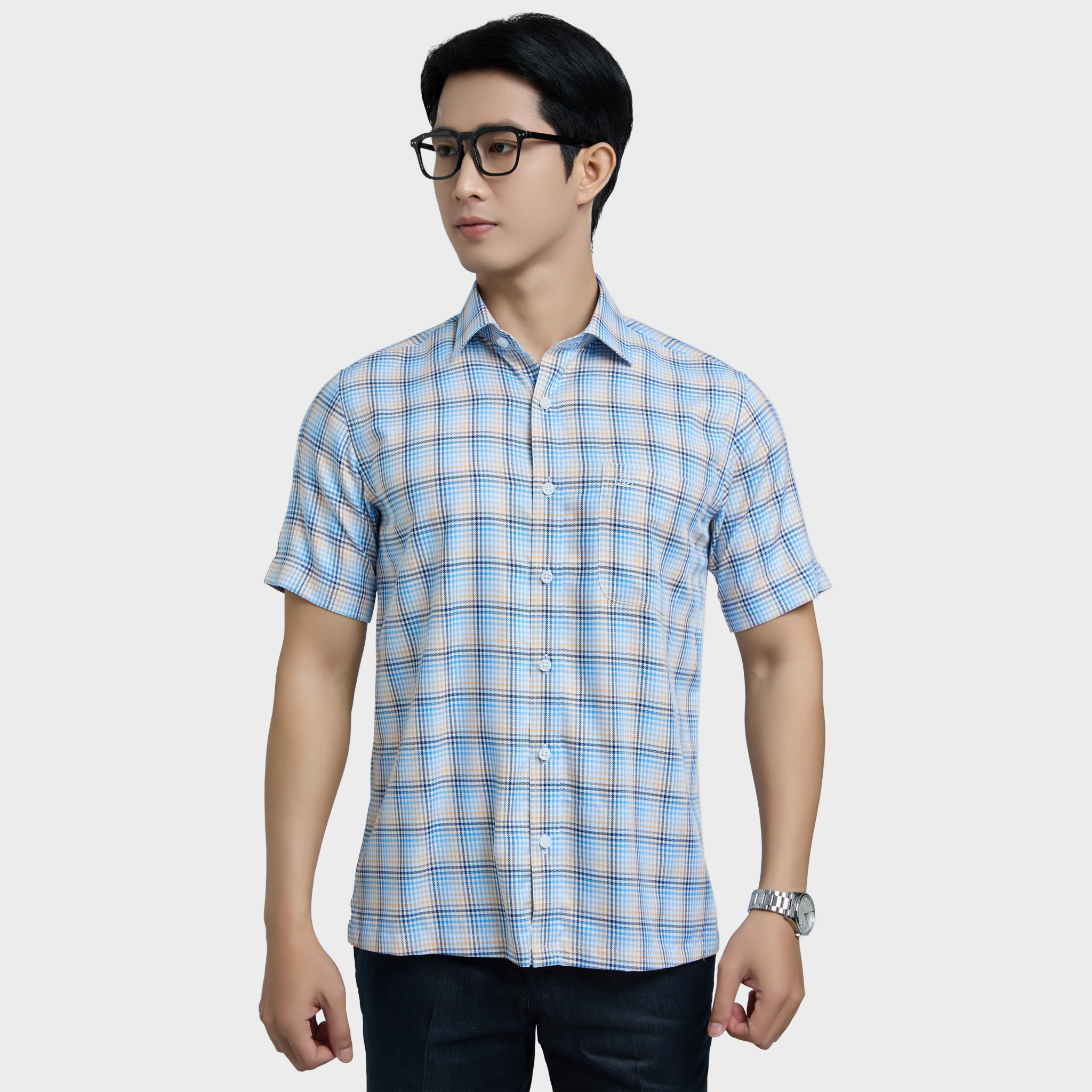  Áo sơ mi nam ngắn tay cao cấp BELLUNI vải sợi tre - ABN.BP.BE 327 