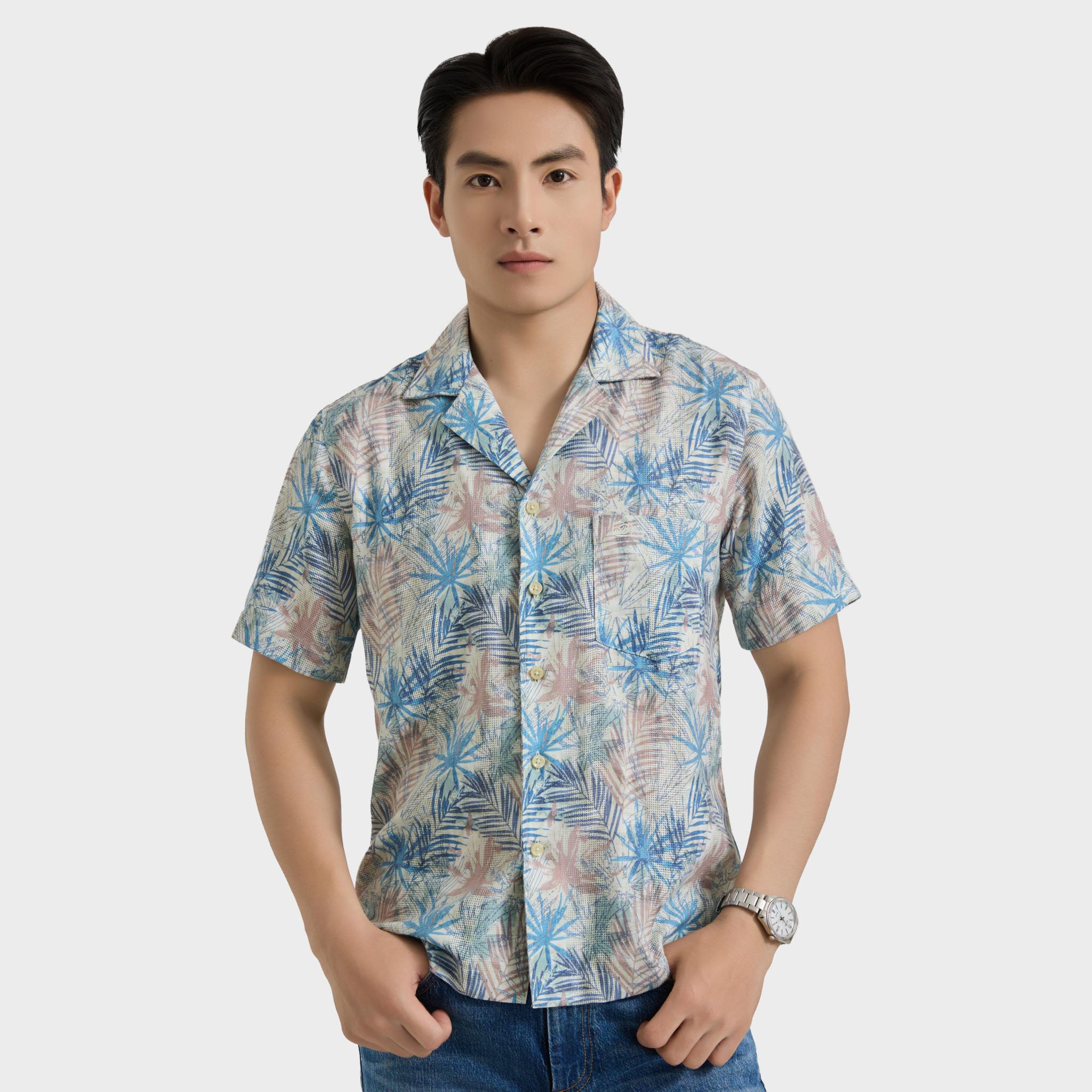  Áo sơ mi nam ngắn tay cao cấp BELLUNI vải sợi tre cổ áo Danton - ABN.PV.BE 358 