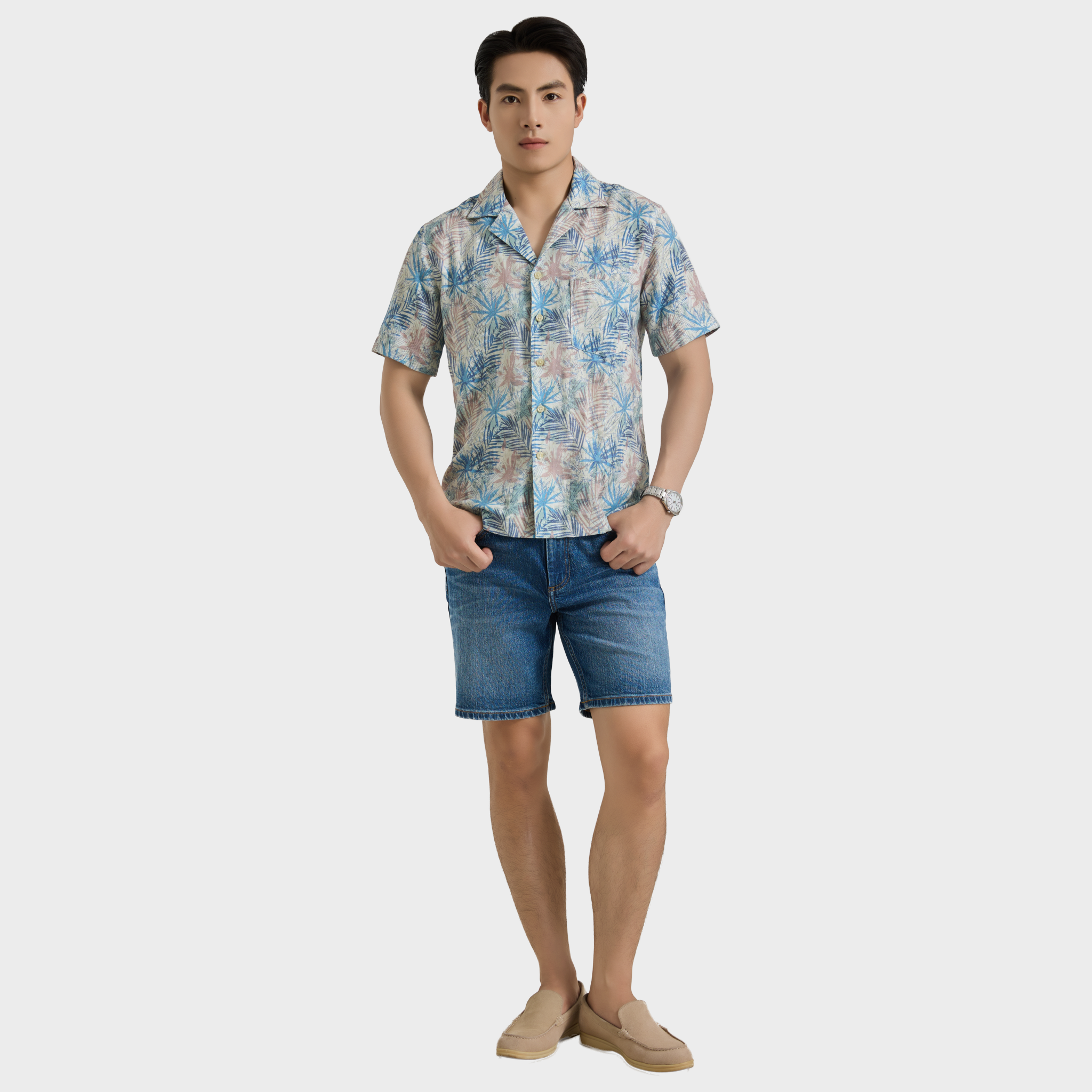  Áo sơ mi nam ngắn tay cao cấp BELLUNI vải sợi tre cổ áo Danton - ABN.PV.BE 358 