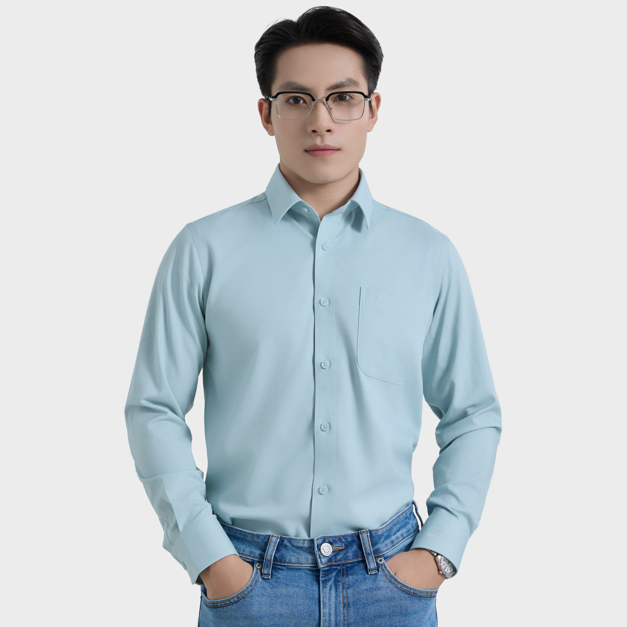  Áo Sơ Mi Nam Dài Tay - Sơ Mi Nam Cao Cấp Belluni Vân Xước, Co Giãn Tốt, Kháng Khuẩn ABD.PMS.BE 239 